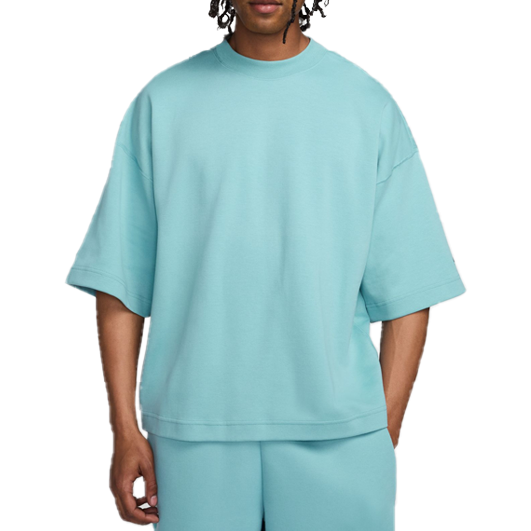 Tech Short Sleeve Fleece Top Denim Turquoise - Comfortable Casual Wear for Outdoor Activities & Everyday Use