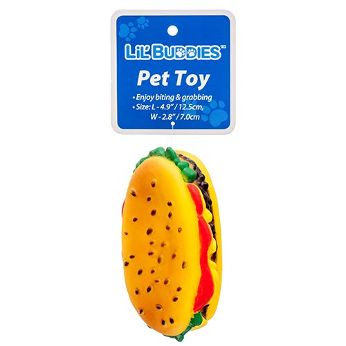 Lil' Buddies Squeaky Dog Toys - Hot Dog Shaped Chew Toys for Small & Medium Dogs (2 Pack) - Perfect for Playtime, Training & Teething Puppies