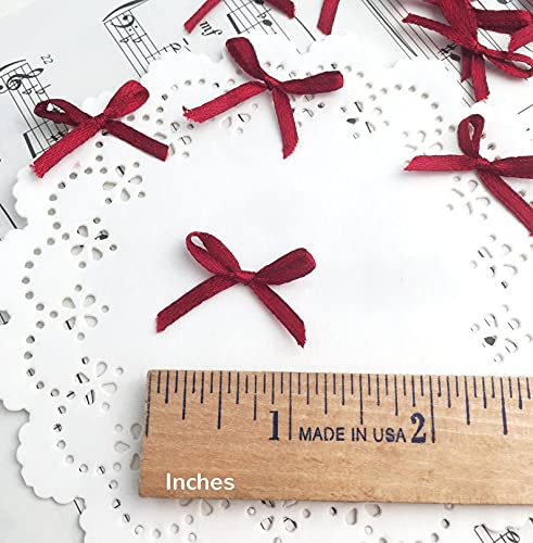 25-50pcs Red Satin Ribbon Bows for Gift Wrapping, Card Making, Christmas Decorations - Small Fabric Bows for DIY Crafts, Party Favors and Holiday Gift Toppers