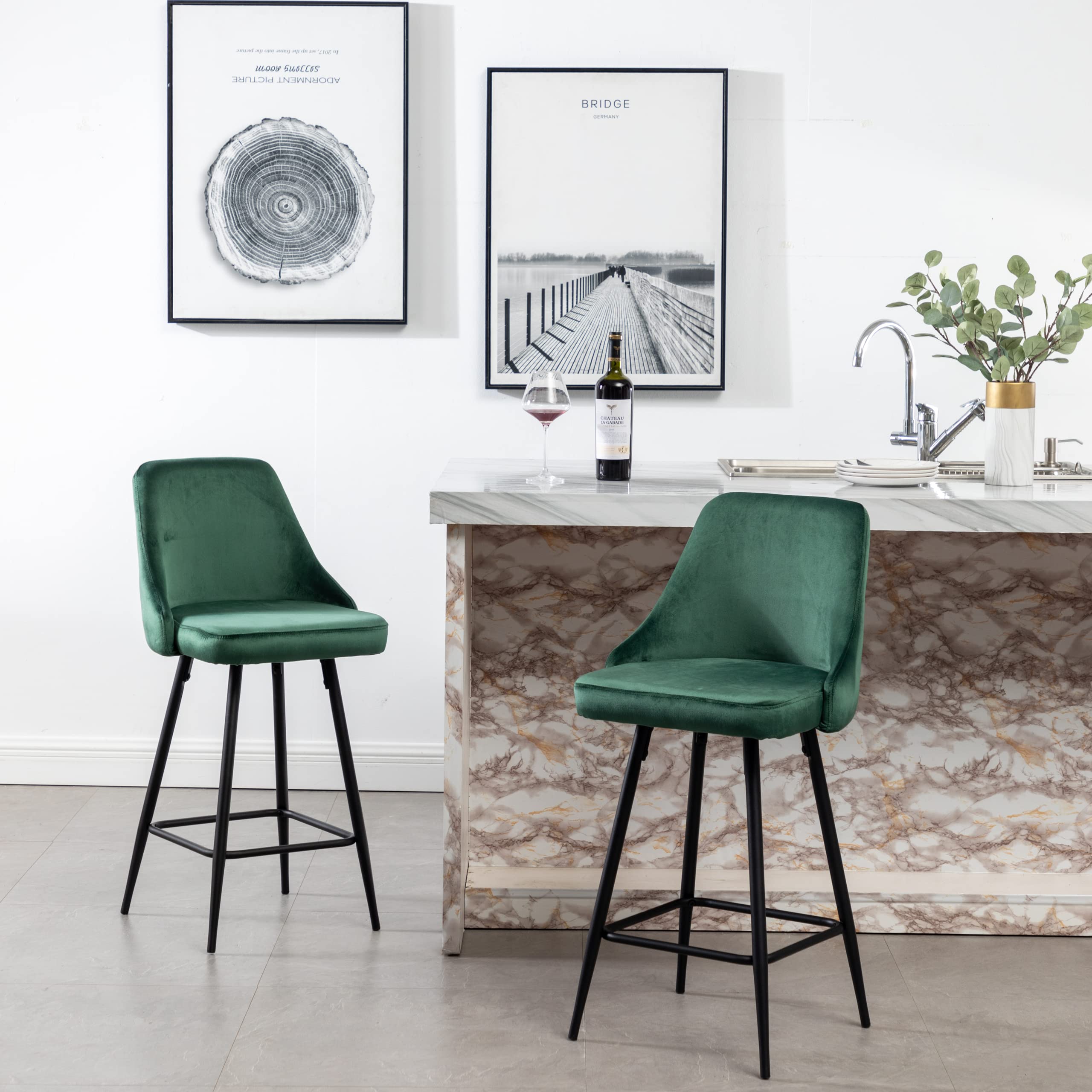BTEXPERT® Set of 2 Premium Upholstered Dining Bar Stools - 25