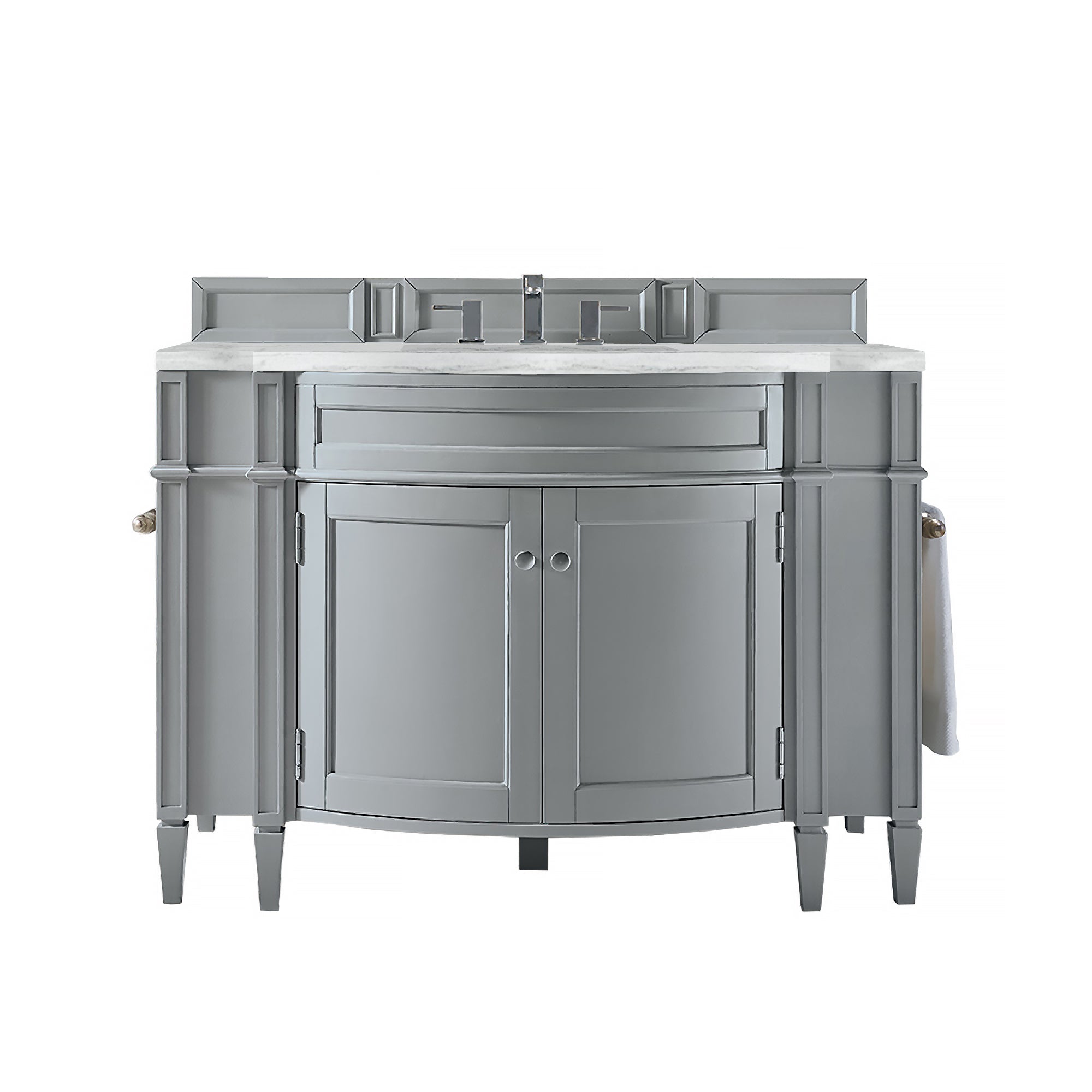 Brittany 46 Inch Single Bathroom Vanity Set with 3CM Arctic Fall Solid Surface Top in Urban Gray - Perfect for Modern Master Bathrooms & Powder Rooms