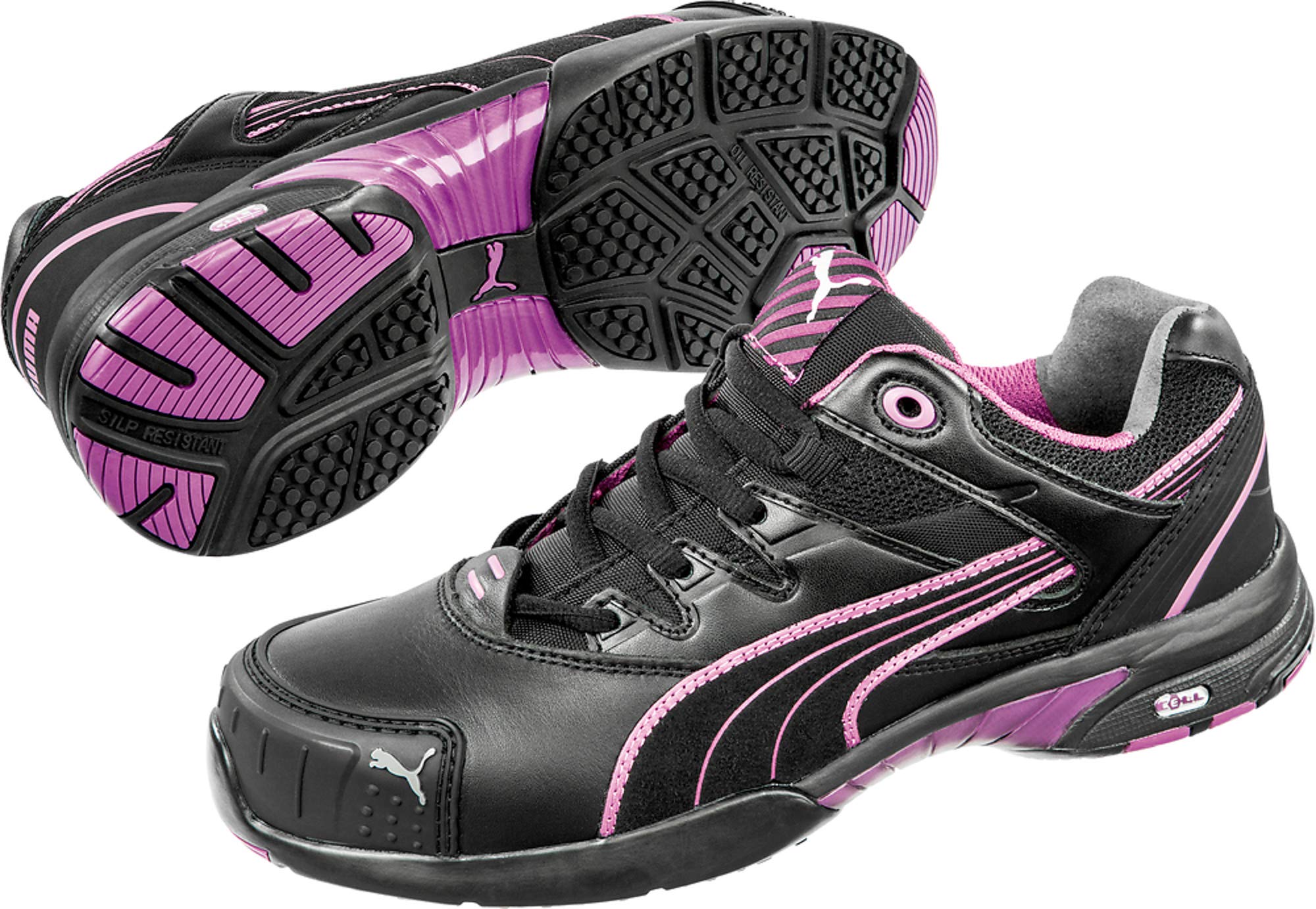 PUMA Women's Safety Leather Stepper Low SD Shoes - Non-Slip Work Shoes for Nurses, Chefs & Restaurant Workers - Comfortable Slip-Resistant Leather Sneakers for Healthcare & Food Service Professionals