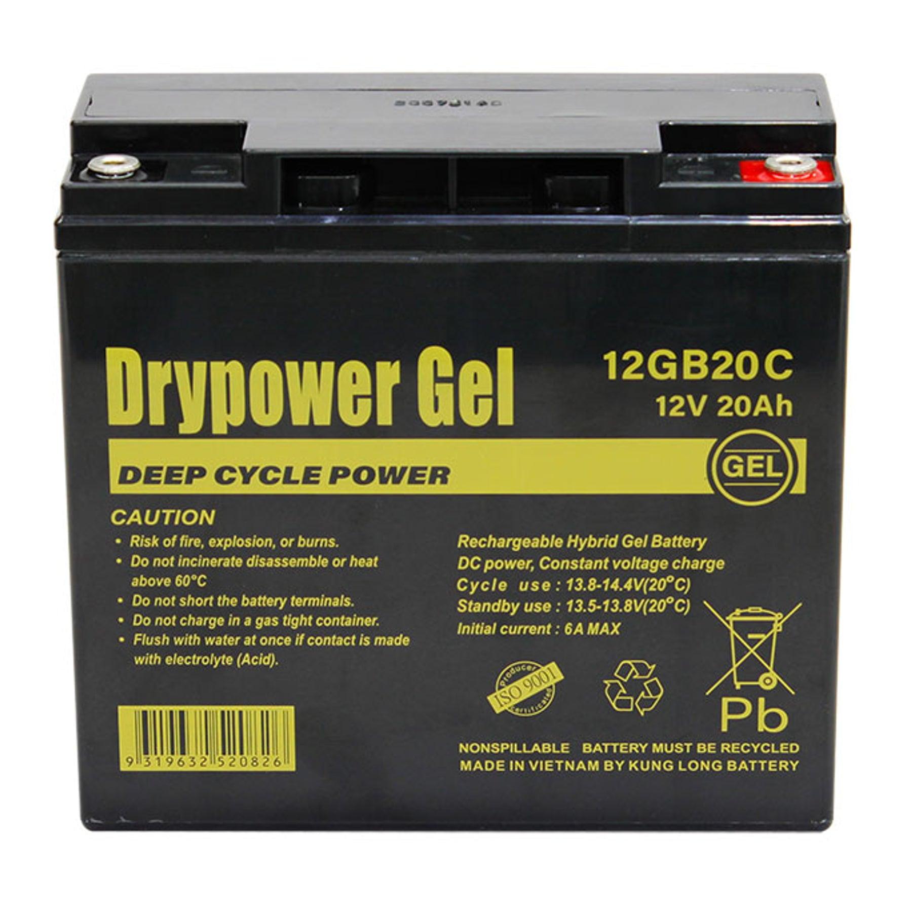 Drypower 12V Sealed Lead Acid Hybrid Gel Deep Cycle Battery - Rechargeable Power for Solar Systems, Marine, RV, and Off-Grid Applications