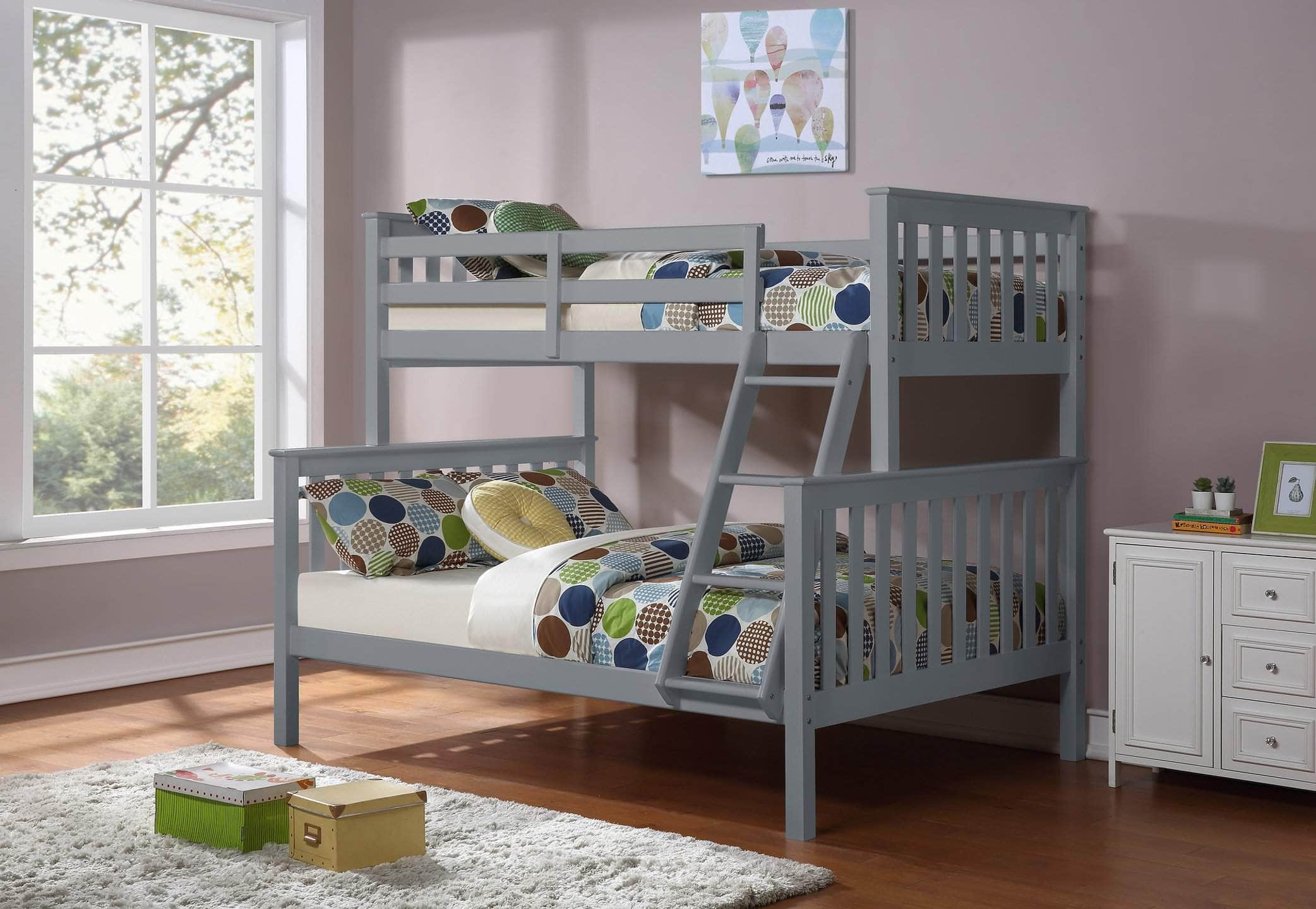 Tofino Twin Over Full Wooden Bunk Bed - Solid Wood Frame, 3 Color Options for Kids & Teens Bedroom, Guest Room or Vacation Home