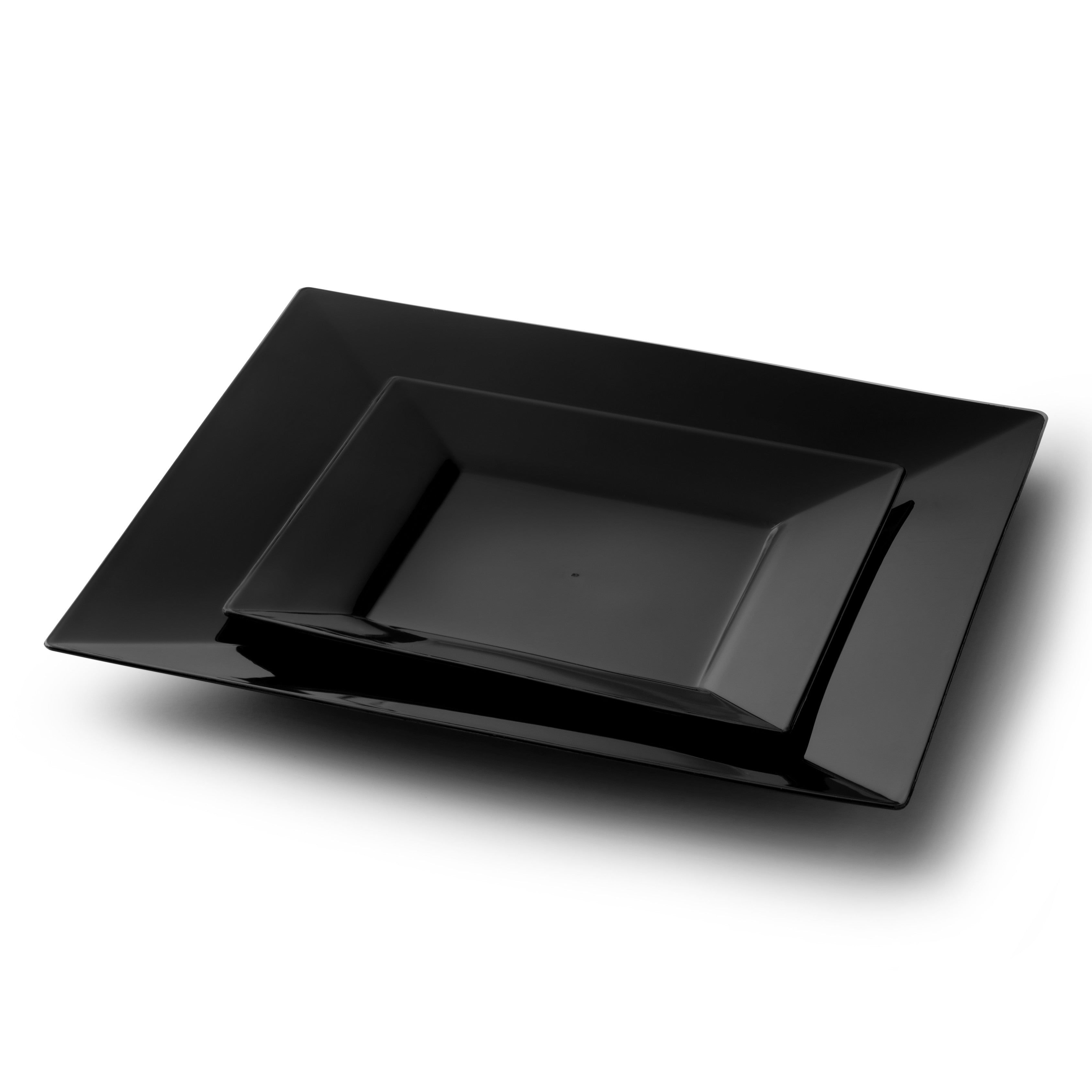 20 Pack Black Square Plastic Plates - Durable & Stylish Dishware for Parties, Picnics, BBQs, and Everyday Use