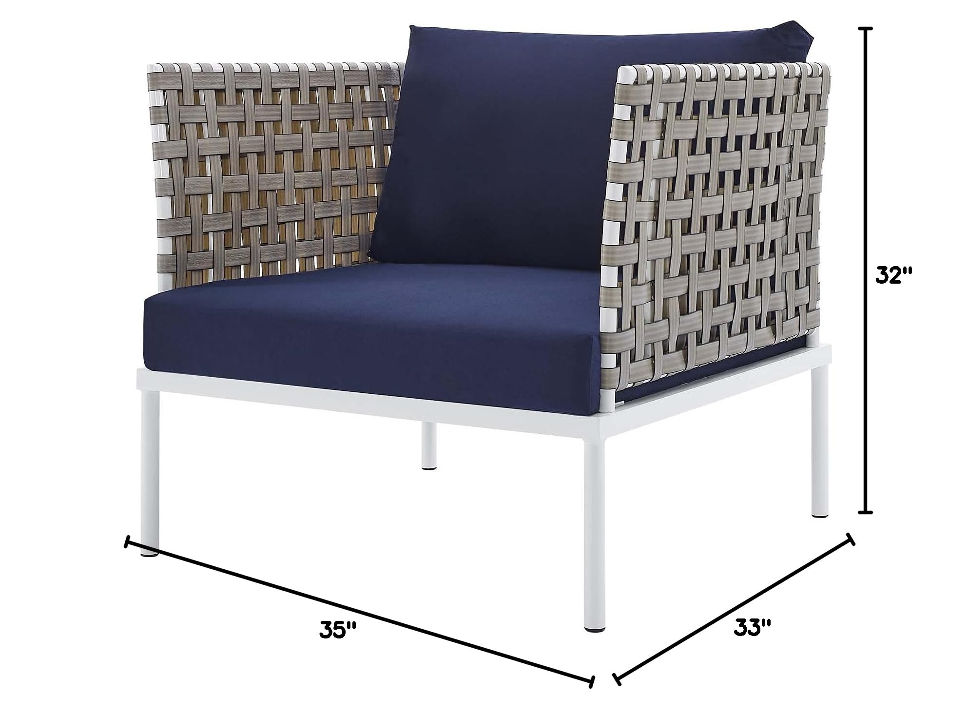 Modern Aluminum Side Lounge Chair - Navy Blue Metal Armchair for Outdoor Patio, Cafe, Bistro & Garden Relaxation