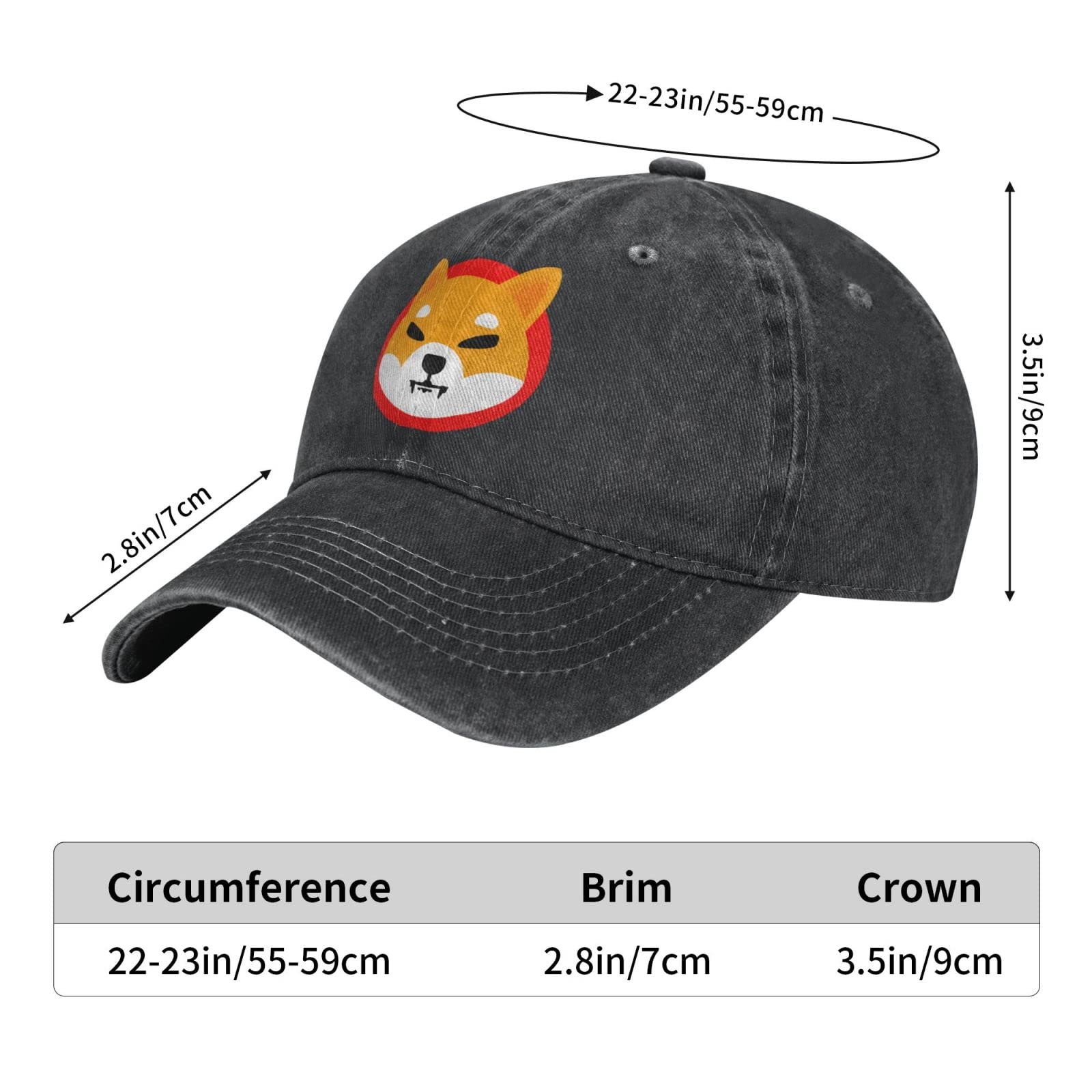 Shiba Inu Token SHIB Coin Baseball Cap - Adjustable Unisex Dad Hat for Crypto Enthusiasts - Perfect for Dogecoin Fans, Blockchain Events & Casual Wear (Black)
