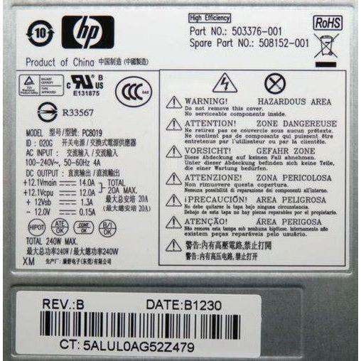 HP Compaq Elite 8000 8100 8200 8300 SFF 240W Power Supply (PC8019, 503376-001, 508152-001) - Replacement PSU for Business Desktops & Workstations