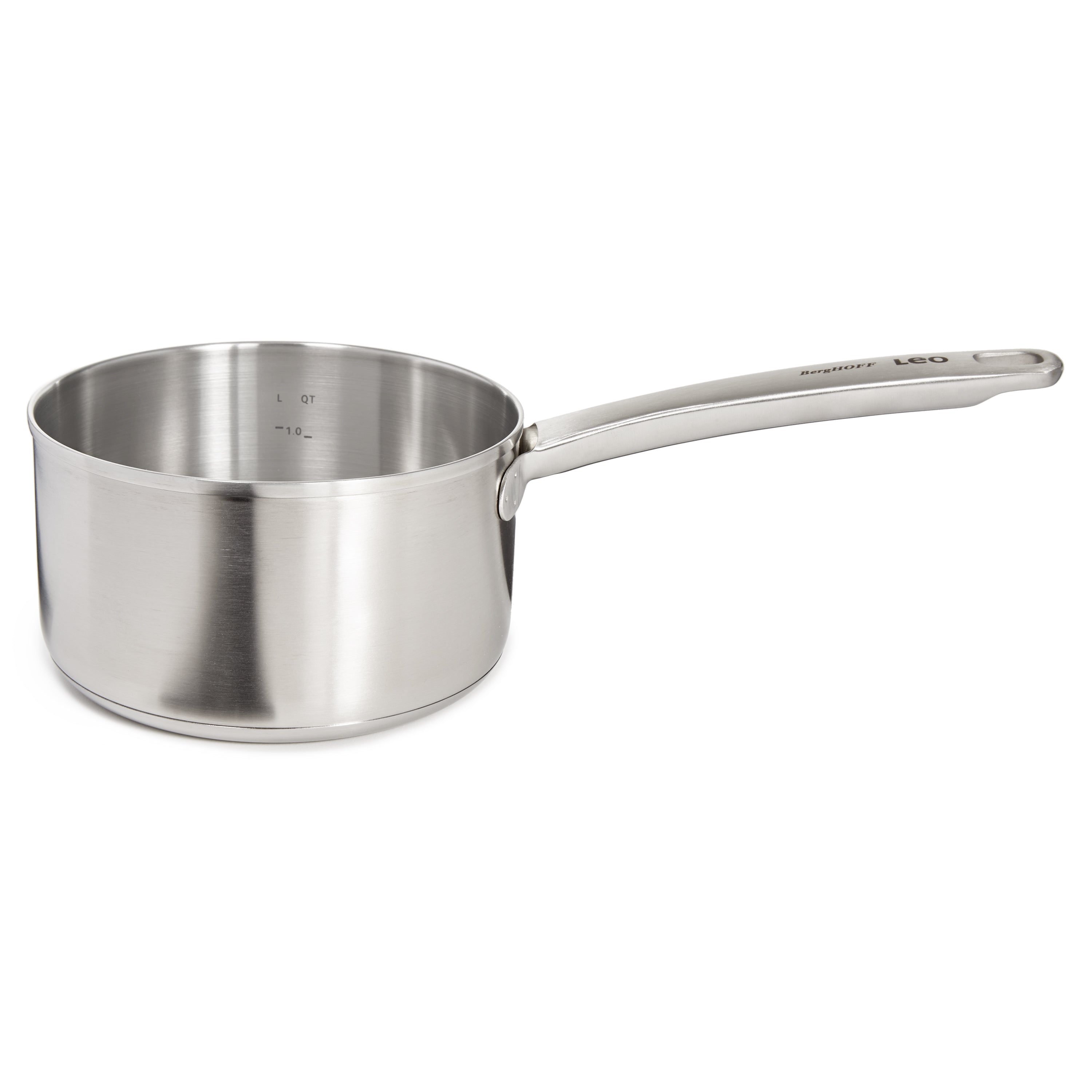 BergHOFF Leo Graphite Recycled 18/10 Stainless Steel Saucepan 6.25 Inch, 1.7 Quart - Durable Cookware for Induction, Gas & Electric Stoves - Perfect for Sauces, Soups & Small Meals