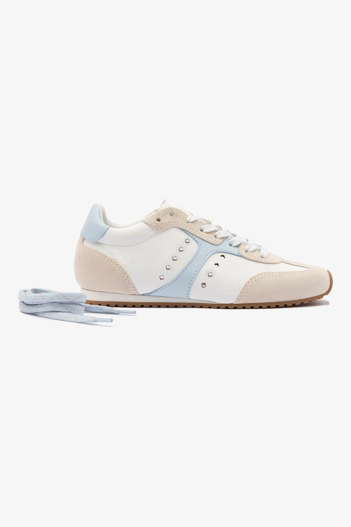 Stella Women's Grey Suede & White Leather Sneakers with Silver Metallic Accents - Comfortable Casual Shoes for Walking, Work & Everyday Wear