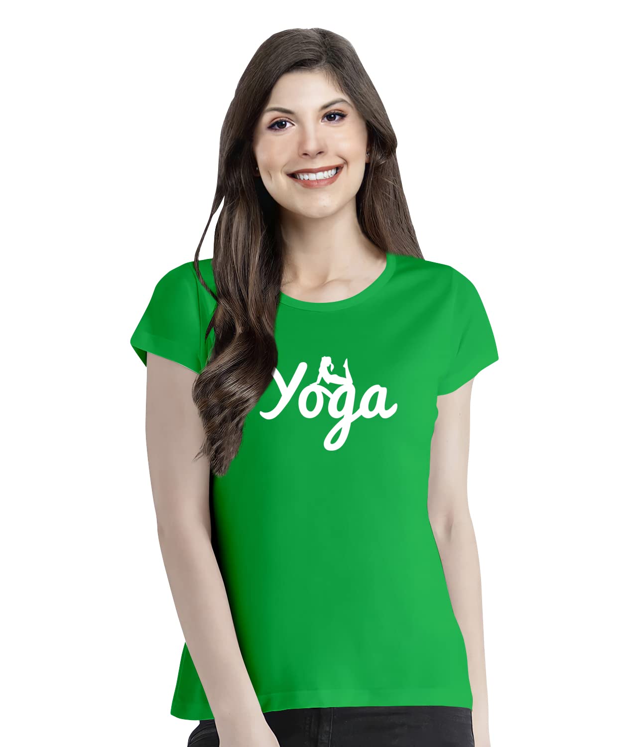 Pooplu Women's Regular Fit Yoga T-Shirt - Soft Cotton Graphic Printed Round Neck Half Sleeve Tee for Exercise, Gym, Fitness & Yoga | Perfect for Workouts, Running, Pilates and Casual Wear