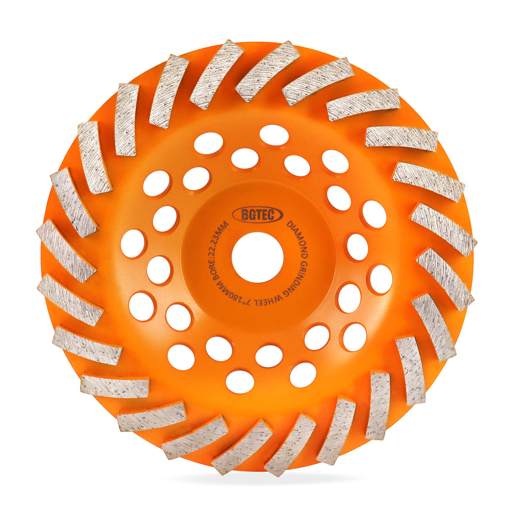 BGTEC 7-Inch Diamond Grinding Cup Wheel - 24-Segment Turbo Row for Angle Grinder - Perfect for Polishing & Cleaning Marble, Concrete, Masonry (1-Piece) - Ideal for Construction, Renovation, and Stone Fabrication Projects