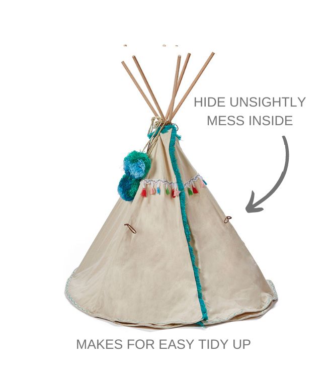 Woodstock Wigwam Doll's Teepee Tent - Aqua Blue Play Tent for Kids | Perfect for Indoor Playroom, Nursery Decor & Imaginative Play