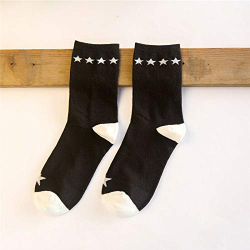 Women's Striped Cotton Crew Socks - 5 Pack Black & White Casual Fashion Socks for Everyday Wear, Workout & Lounge