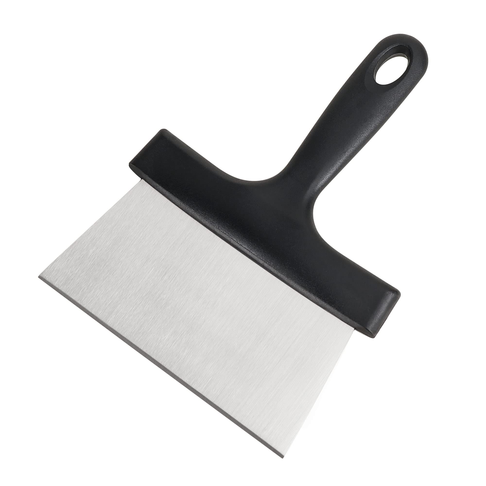 6.4 Inch Stainless Steel Grill Scraper with Ergonomic Plastic Handle - Heavy Duty Griddle Cleaner Tool for Flat Top Grills, Teppanyaki, Blackstone, BBQ & Outdoor Cooking - Perfect for Camping, Backyard Parties & Restaurant Use