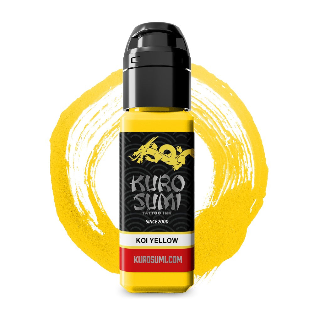 Kuro Sumi Koi Yellow Tattoo Ink - Professional Japanese Style Tattoo Pigment for Artists - Vibrant Long-Lasting Color for Sleeves, Traditional & Watercolor Tattoos