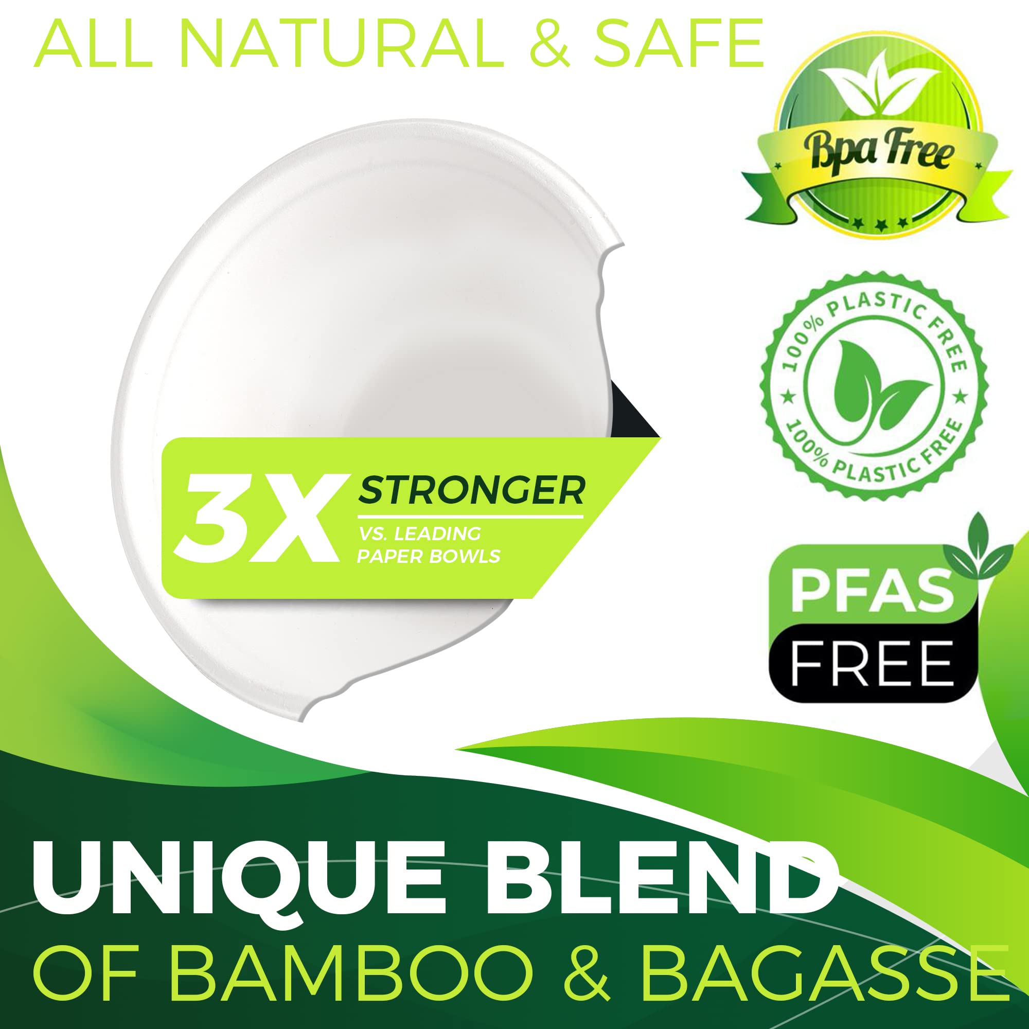 9oz Heavy Duty Disposable Paper Bowls [100-Pack] - 100% Compostable Eco-Friendly Bagasse Bowls for Dips, Sauces, Fruits & Snacks | Perfect for Parties, Picnics, Catering & Takeout