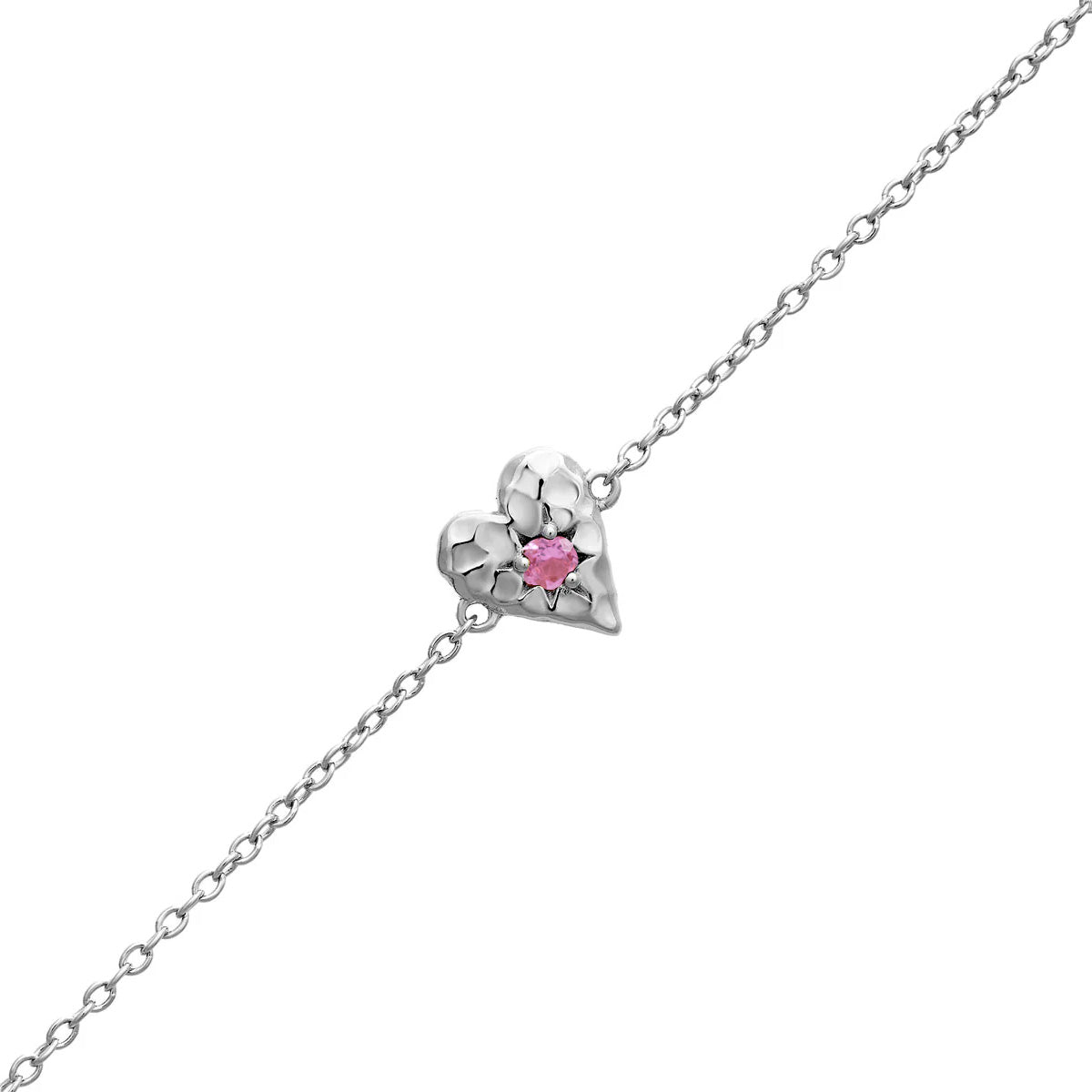 Pink Tourmaline Love Heart Bracelet for Women - Elegant Crystal Jewelry Gift for Valentine's Day, Anniversary & Romantic Occasions
