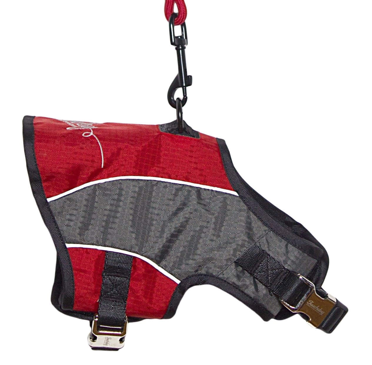 TOUCHDOG Reflective-Max 2-in-1 Adjustable Dog Harness and Leash Set - Premium Pet Safety Gear for Small Dogs, Dark Red & Charcoal Grey - Perfect for Night Walks, Jogging, and Outdoor Adventures