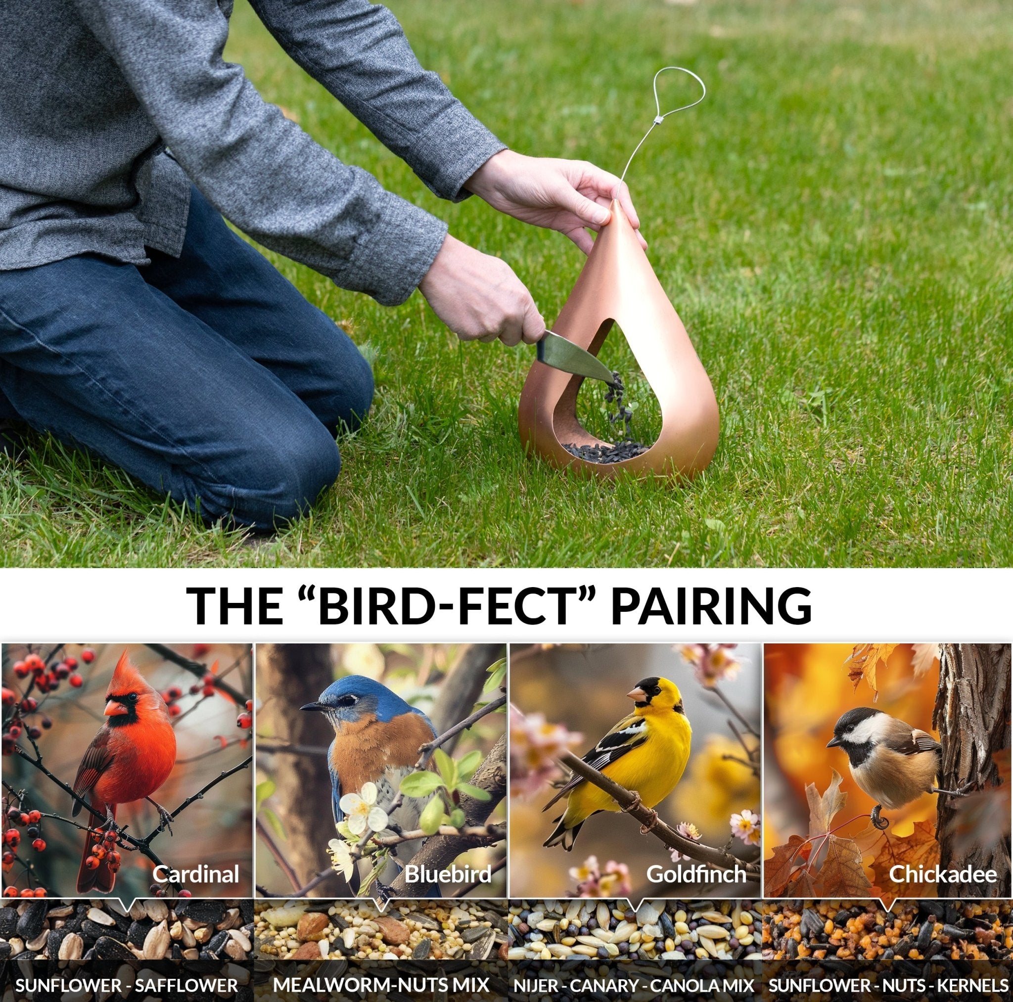 Rain Drop Fly Thru Copper Bird Feeder - Elegant Outdoor Garden Decor for Attracting Wild Birds (Perfect for Backyards, Patios & Nature Watching)