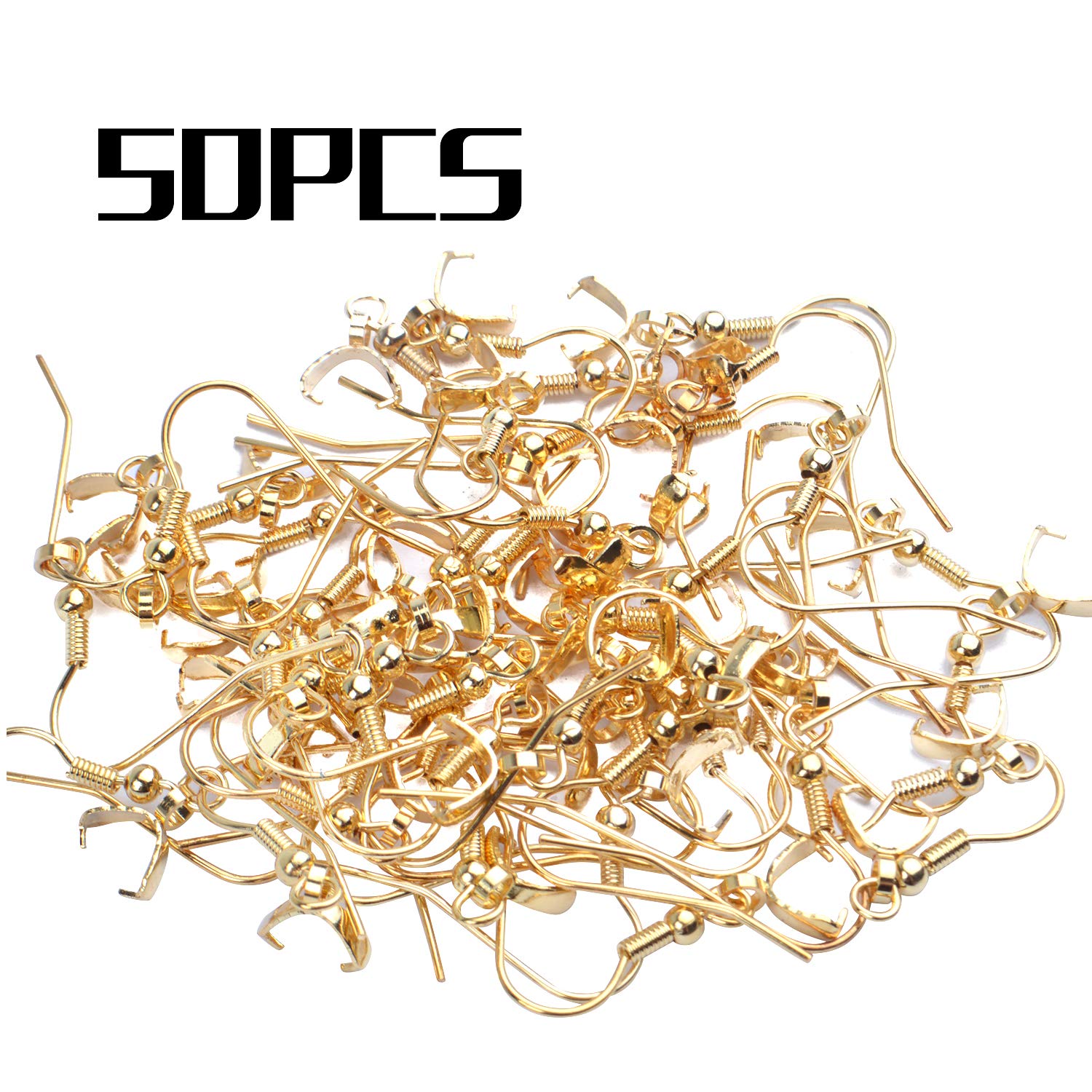 Hypoallergenic Stainless Steel Earring Hooks 50pcs - DIY Jewelry Making for Crafts & Gifts