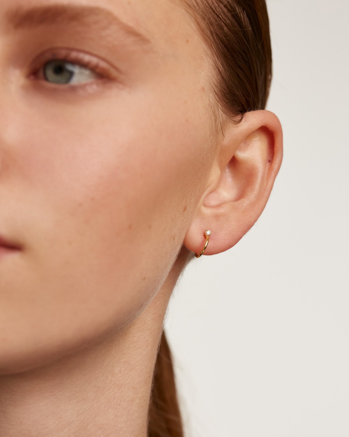 GRID Kita Gold Earrings - 14K Solid Gold Hoop Earrings for Women, Minimalist Dainty Everyday Jewelry - Perfect for Gifts, Office Wear & Special Occasions