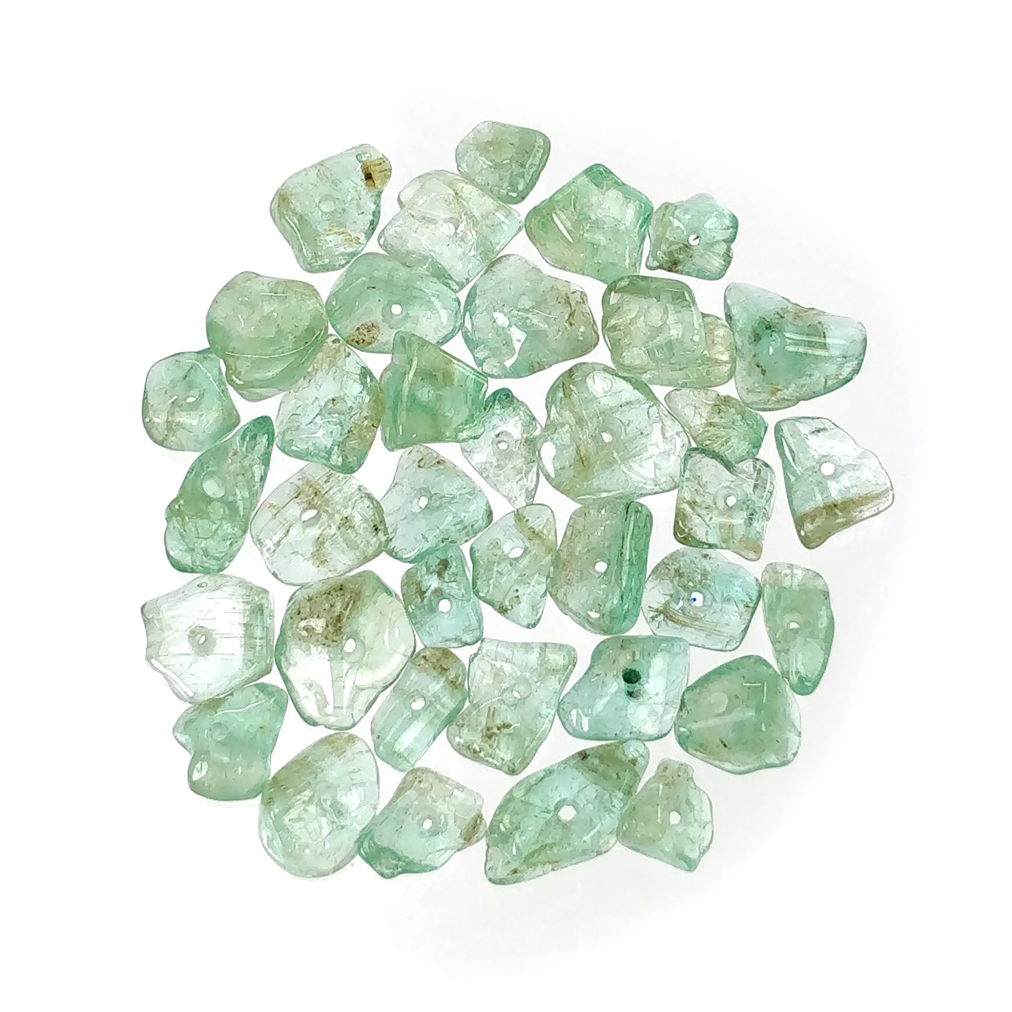 Natural Colombian Emerald Loose Beads - 28.85cts Untreated Green Emerald Gemstone Nuggets (6x4mm to 9x7mm, 37pcs) for Jewelry Making, DIY Crafts & Beading Projects