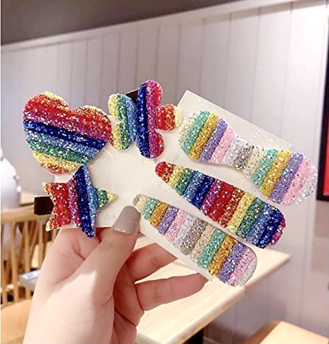 DRP Unicorn Hair Clips for Girls - Cute Bunny & Rainbow Hair Accessories with Glitter - Pack of 4 Stylish Hair Clips for Kids & Baby Girls - Perfect for School, Parties, and Everyday Fashion
