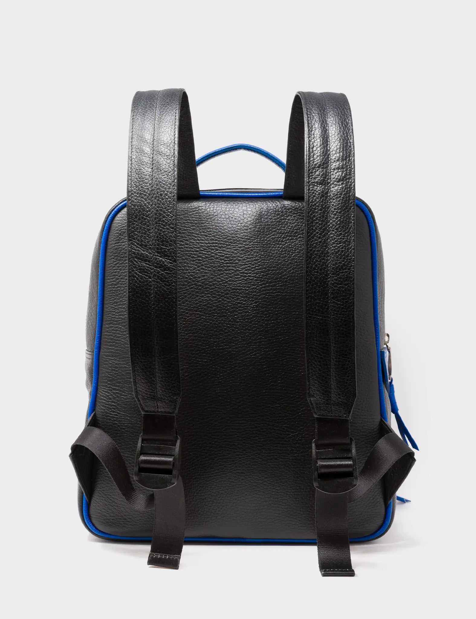 Marino Black & Blue Leather Backpack Medium Size - Stylish Groovin' Galaxies Applique Design for Work, School & Travel