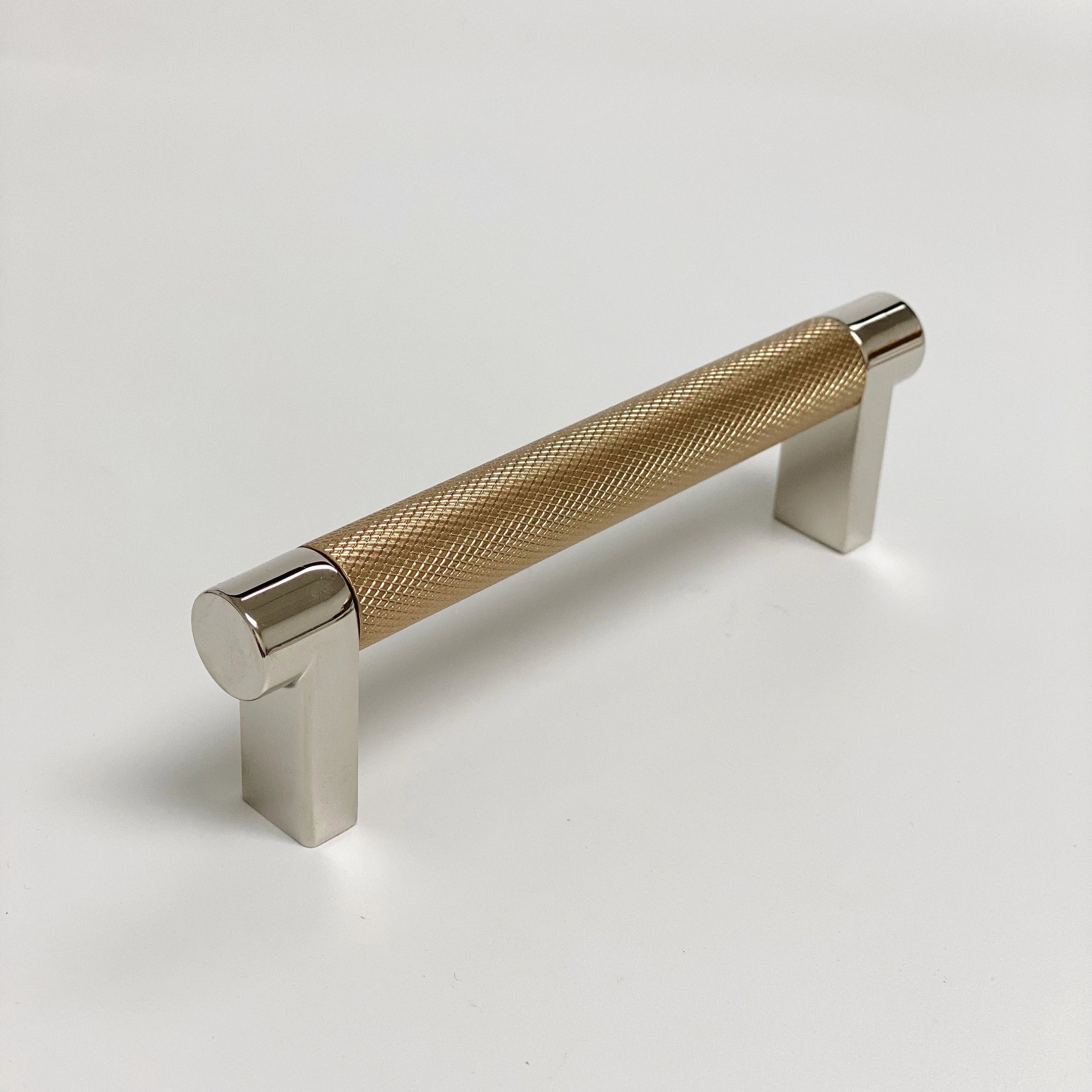 Premium Knurled Polished Nickel & Champagne Bronze Cabinet Knobs and Drawer Pulls - Elegant Hardware for Kitchen, Bathroom & Furniture Upgrade
