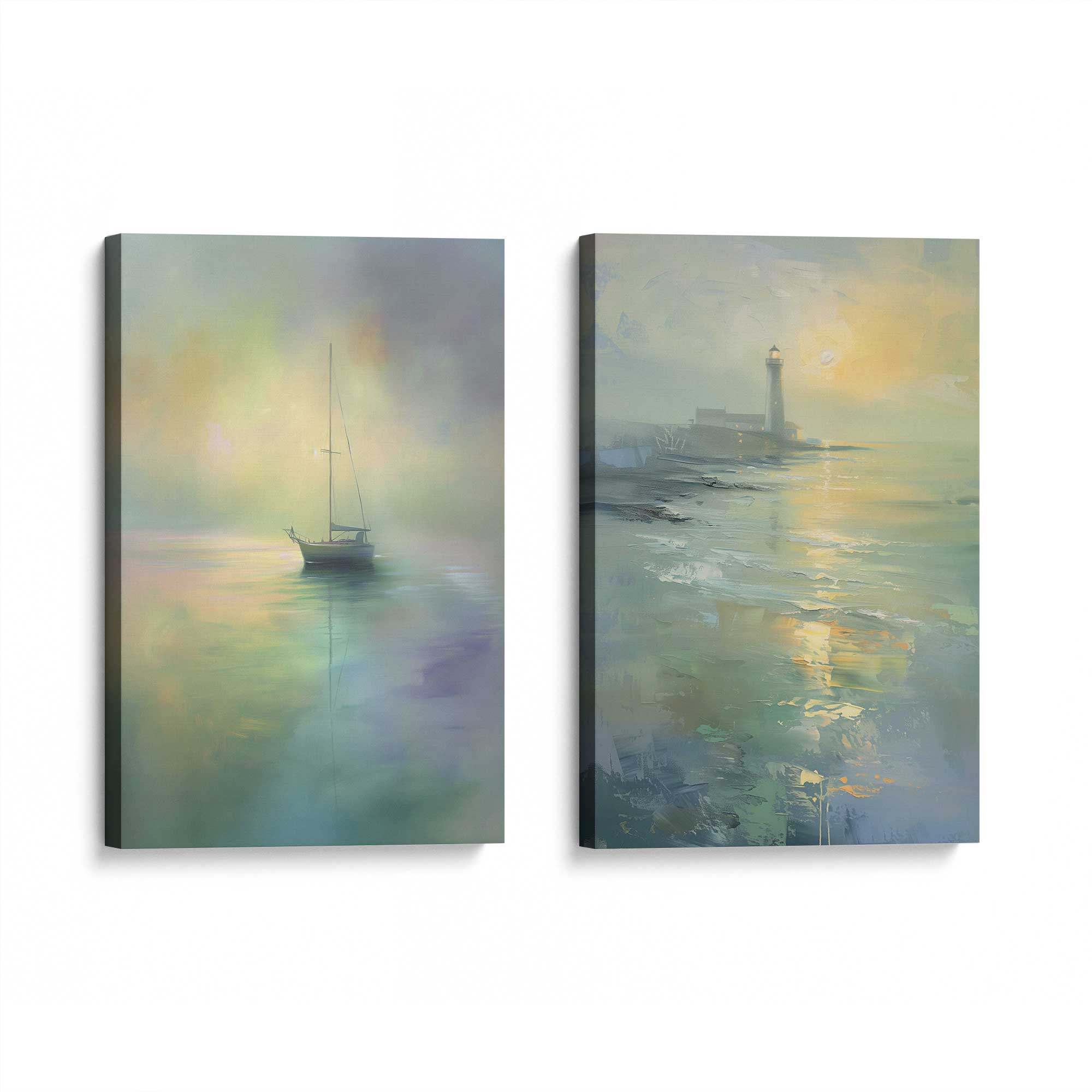 Guiding Light Set of 2 Canvas Wall Art Prints - Modern Home Decor for Living Room, Bedroom & Office
