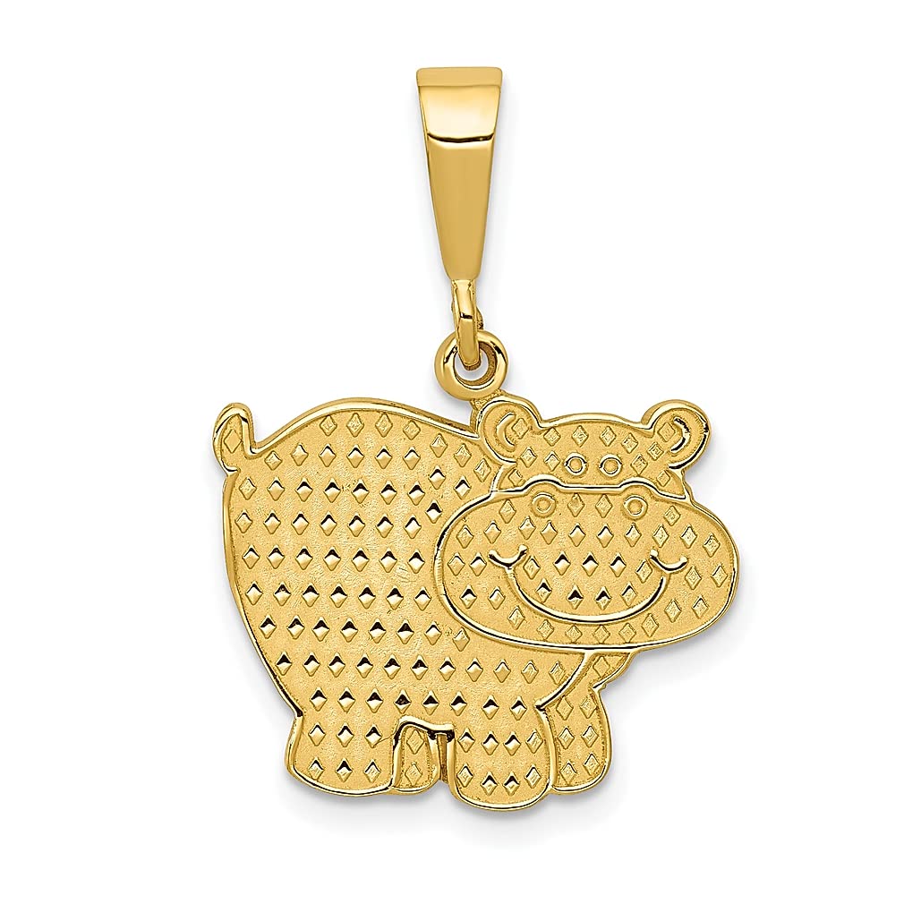 14K Yellow Gold Hippo Pendant Necklace - Wild Animal Jewelry for Women, Dainty Charm Necklace, Perfect Gift for Her - Ideal for Birthdays, Anniversaries & Everyday Wear