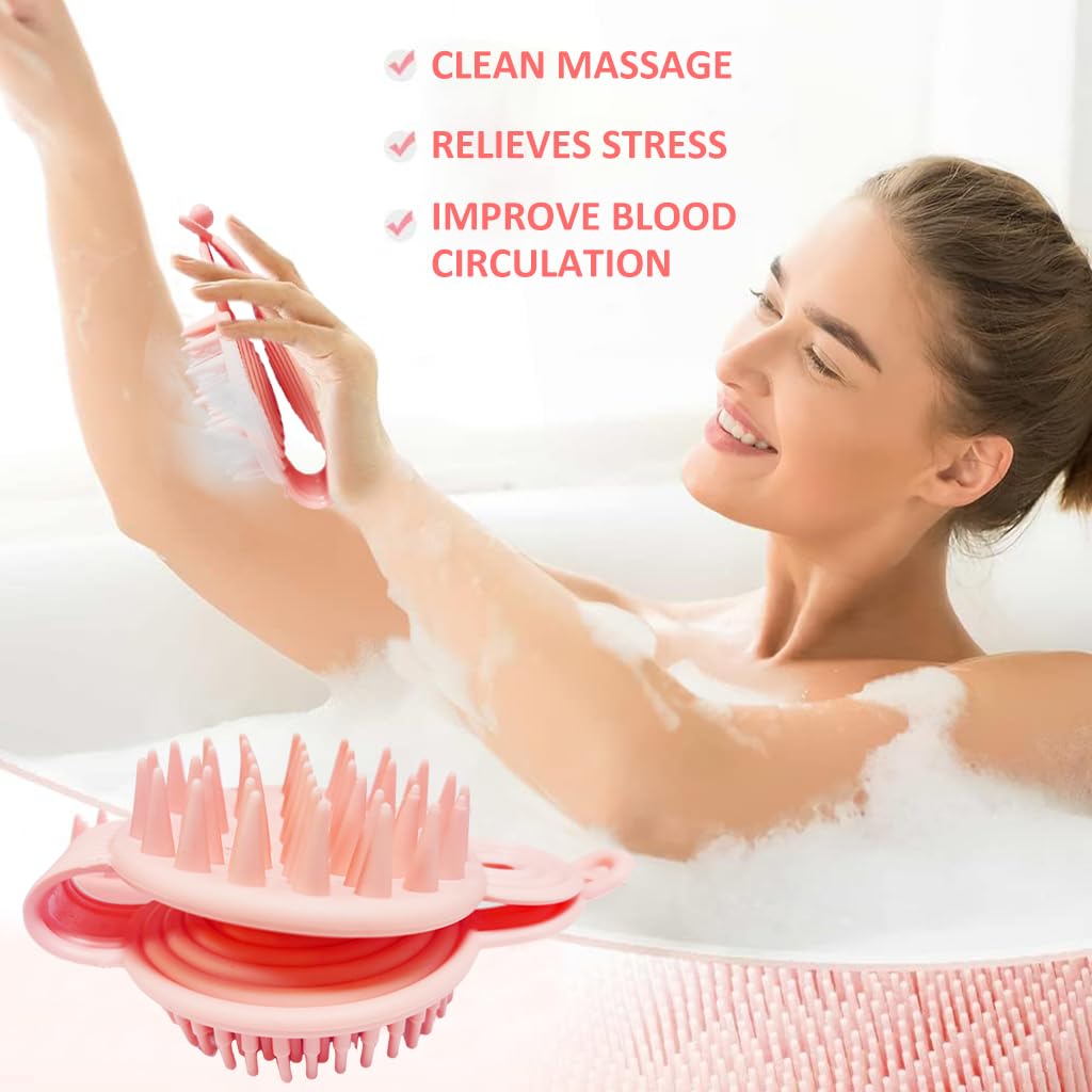 MAYCREATE® 2-in-1 Silicone Body Scrubber & Shampoo Brush - Soft Exfoliating Loofah for Sensitive Skin - Double-Sided Bath Brush for Men & Women - Creates Rich Lather - Perfect for Shower, Spa & Gentle Skin Care Routine