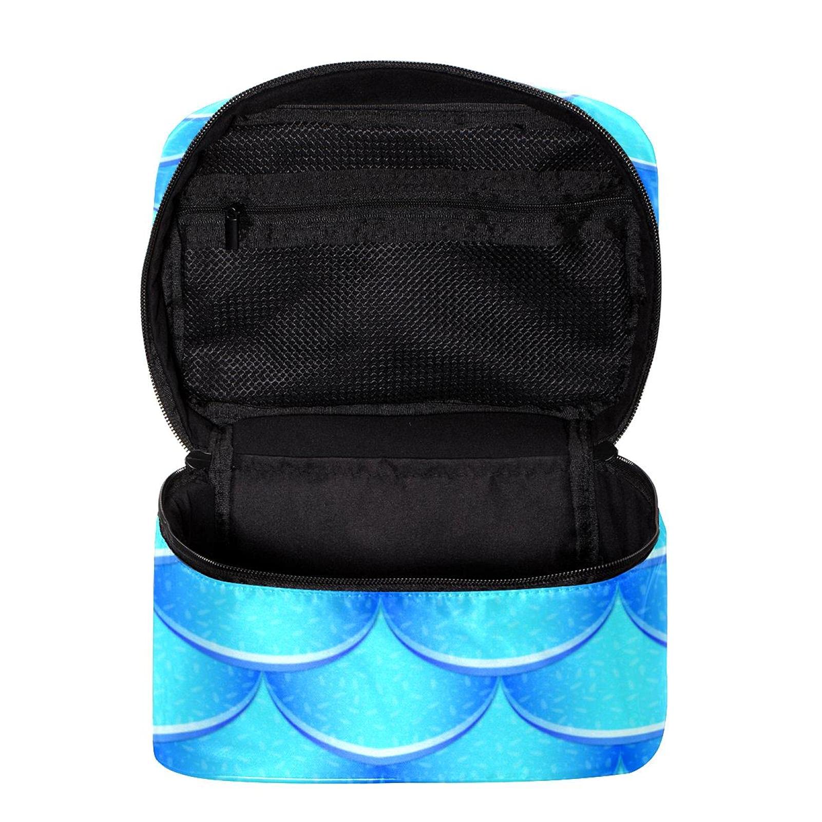 Blue Mermaid Scales Pattern Travel Makeup Bag - Large Waterproof Cosmetic Organizer with Zipper for Women & Girls | Perfect for Vacation, Gym, Beach & Daily Essentials Storage