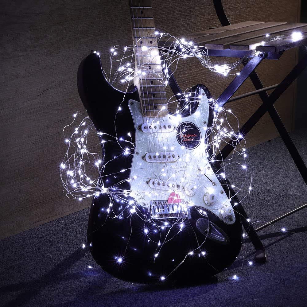 8 Modes Firefly Bunch Lights with 220 LED - Battery Operated Waterfall Fairy String Lights for Indoor Outdoor Party, Wedding, Garden, and Christmas Decoration (Cool White, 10 Strands, No Watering Can)