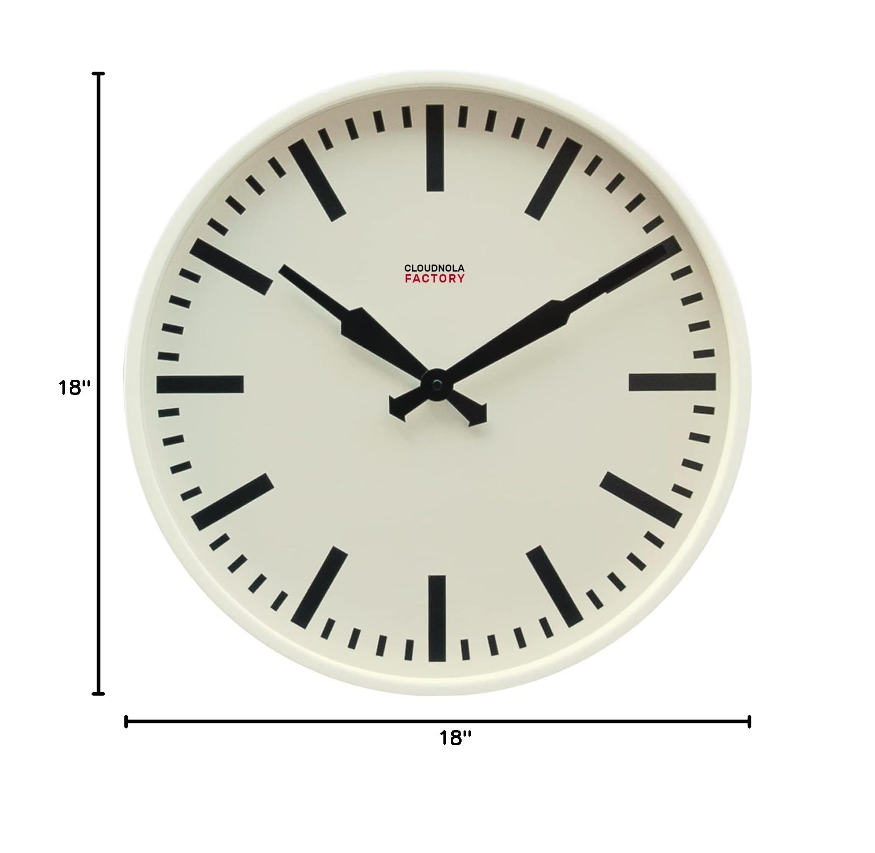 Cloudnola 18 Inch White Metal Wall Clock - Modern Silent Non-Ticking Battery Operated Quartz Clock for Living Room, Bedroom, Office & Home Decor