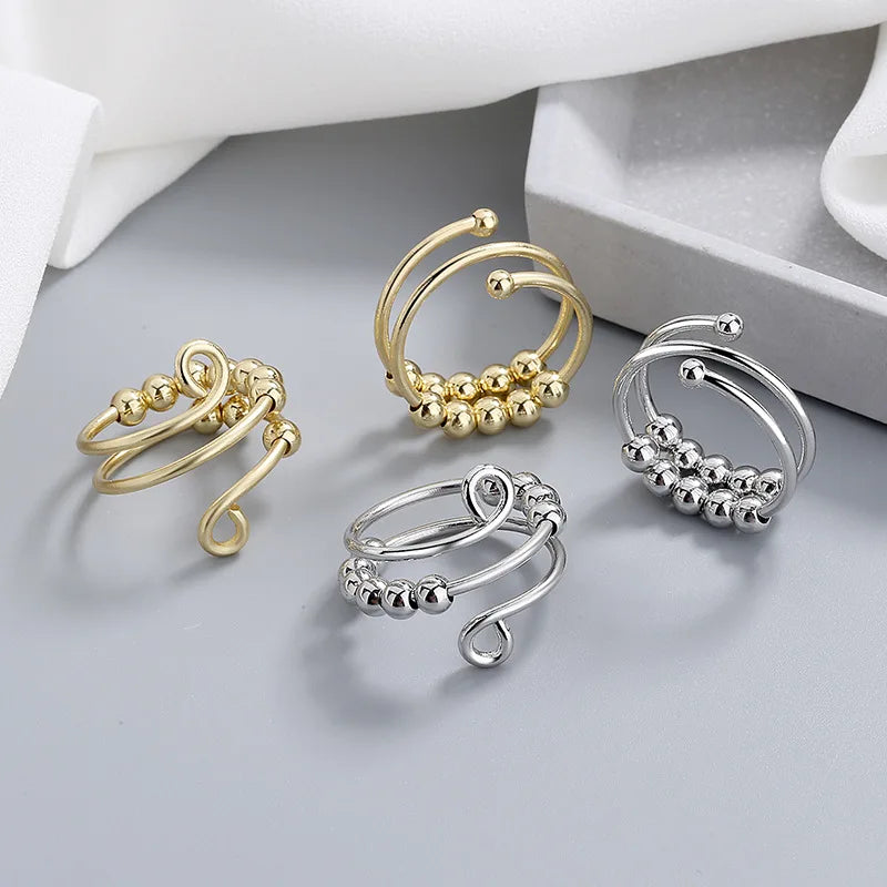 Anxiety Relief Ring with Daisy Flower & Butterfly Design - Stress Relief Jewelry for Women - Perfect for Anxiety, Meditation & Everyday Wear