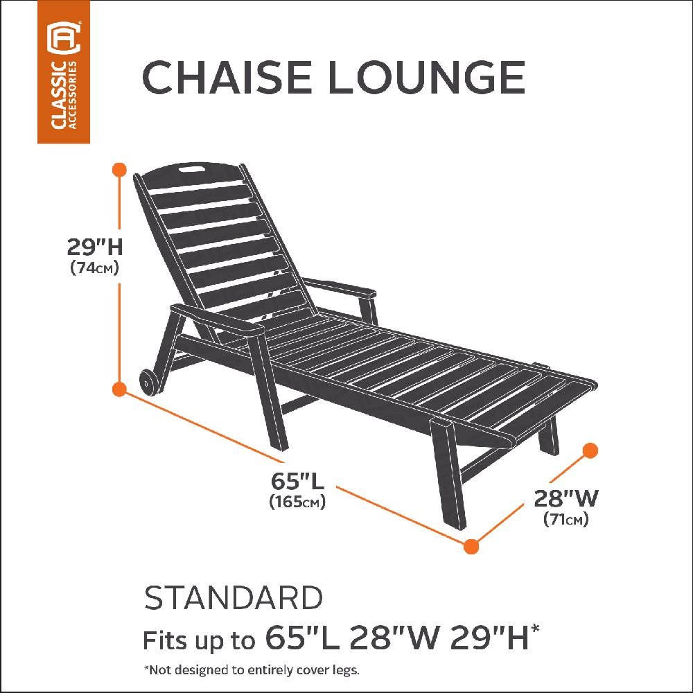 Classic Accessories Terrazzo Water-Resistant 66 Inch Patio Chaise Lounge Chair Cover - Durable Outdoor Furniture Protection for Poolside, Garden, and Patio Use