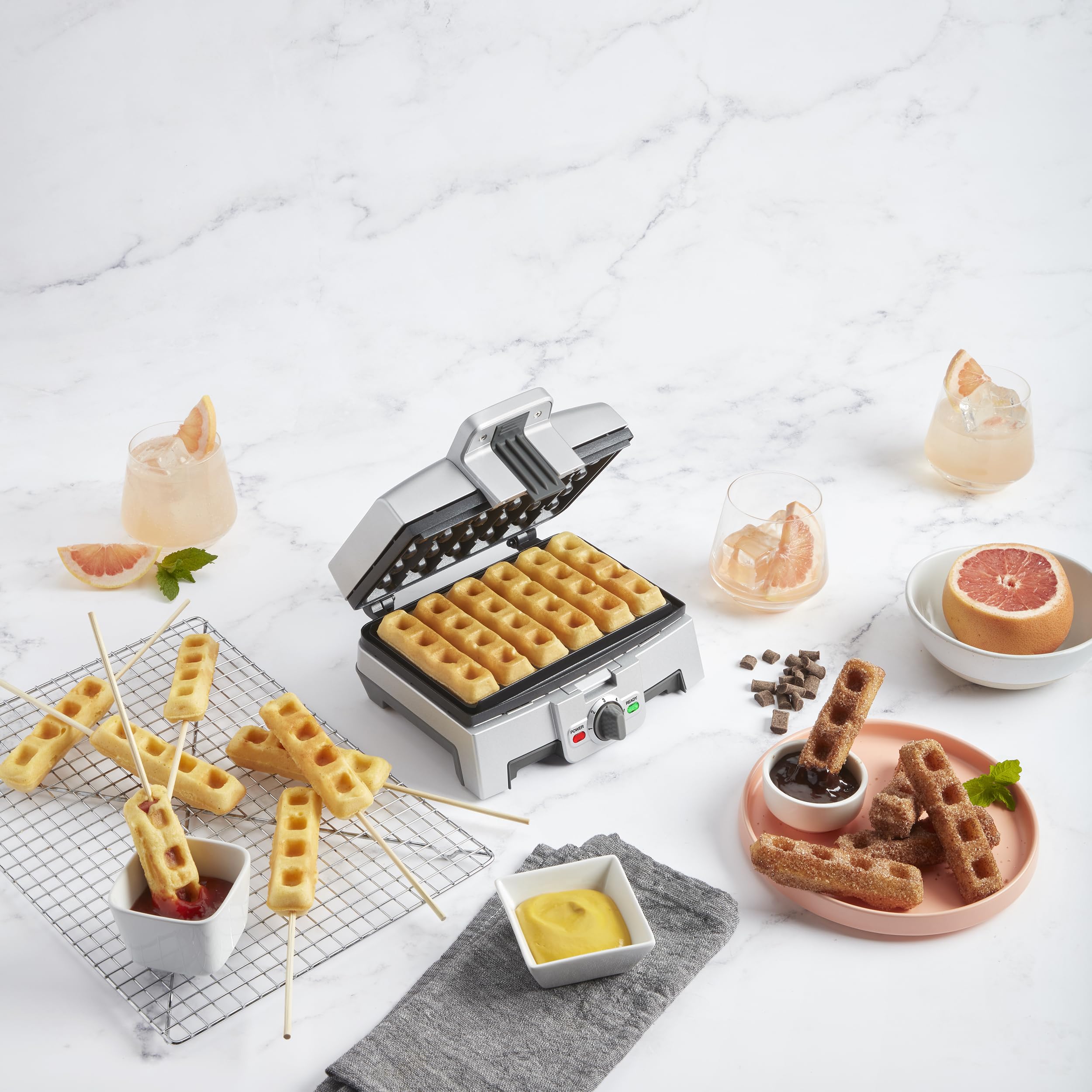 Cuisinart WAF-ST6 Belgian Waffle Stick Maker - Electric Non-Stick Griddle for Perfect Breakfast, Snacks & Desserts - Ideal for Home, Office & Party Use