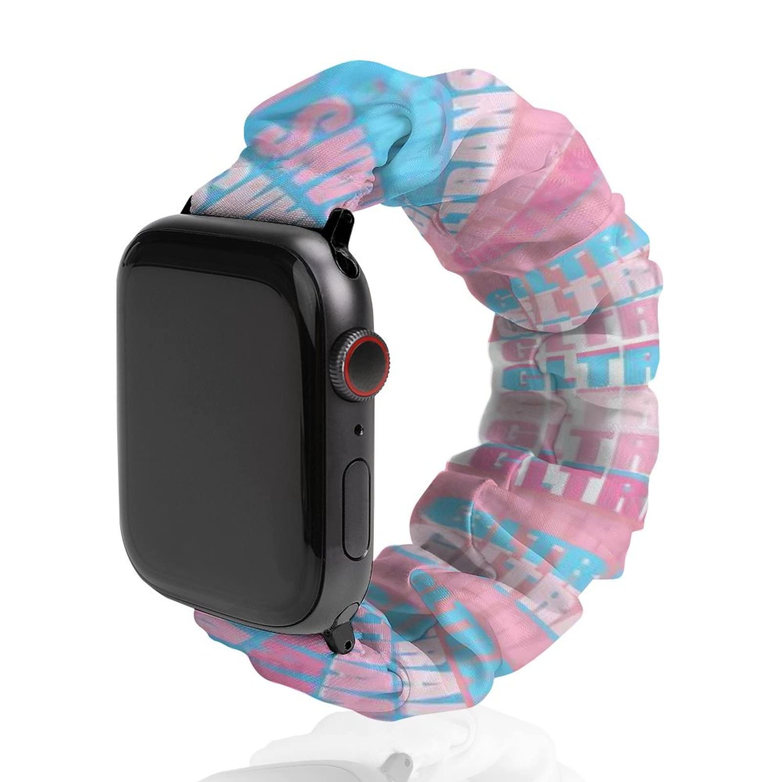 LGBTQ Transgender Pride Elastic Apple Watch Band - Compatible with 38mm 40mm 42mm 44mm (Series 1/2/3/4/5/SE) - Sport Wrist Strap Scrunchie Loop Replacement - Perfect for Pride Events, Workouts & Everyday Wear