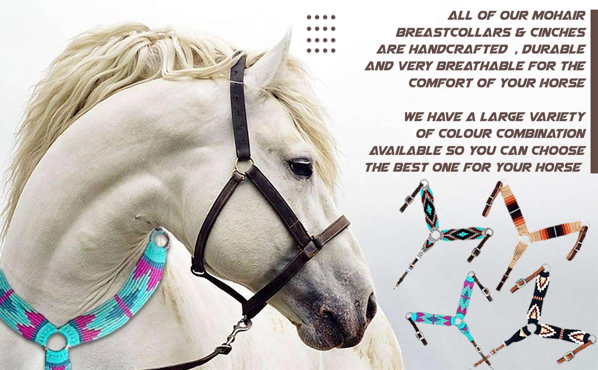 Custom Handmade Western Mohair Horse Breast Collar - Adjustable Equestrian Tack for Trail Riding & Shows - Durable Mohair Collar for Horses - Perfect Gift for Riders