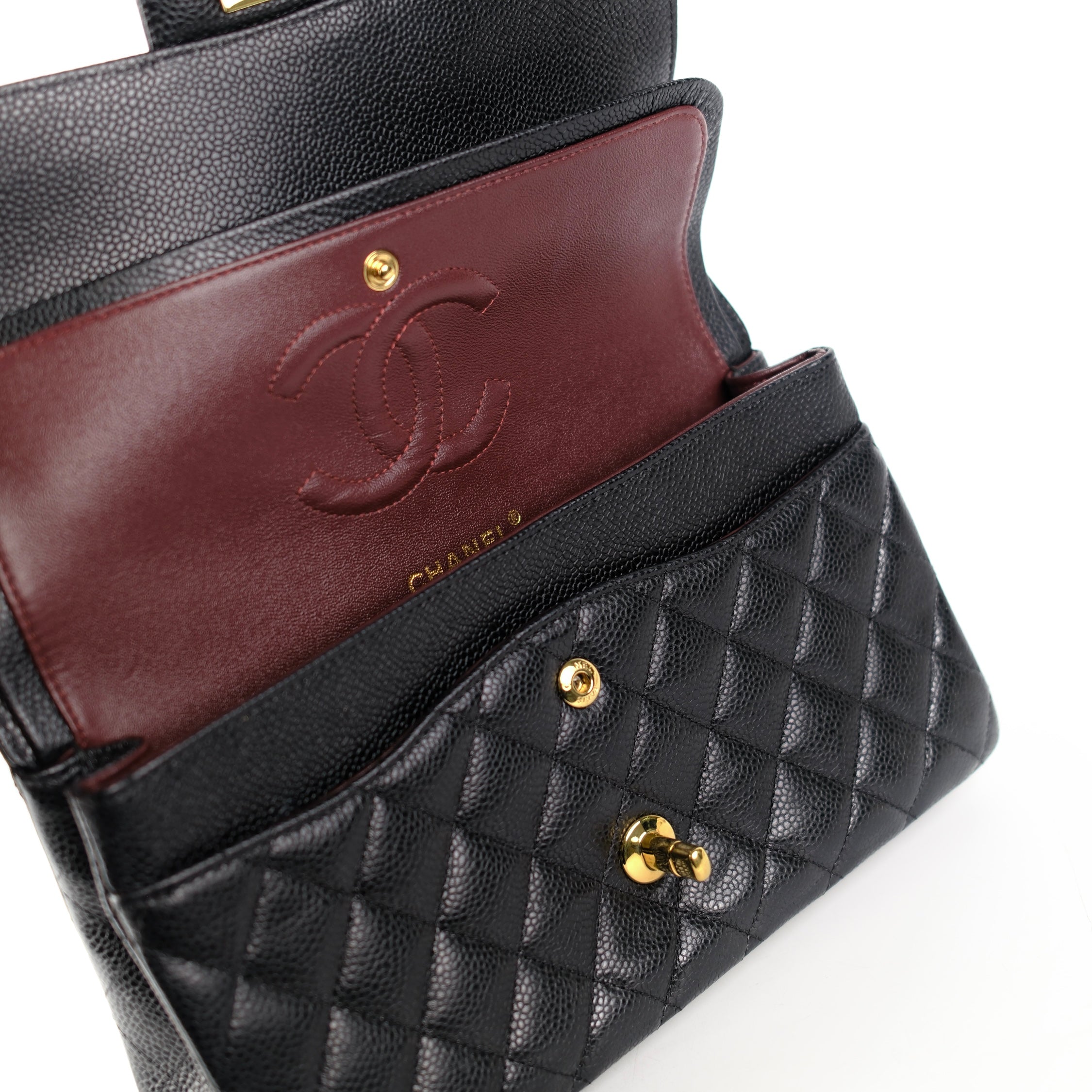 Authentic Chanel Medium M/L Black Caviar Classic Flap Bag 23 Series - Luxury Handbag for Women, Perfect for Parties, Work & Everyday Elegance