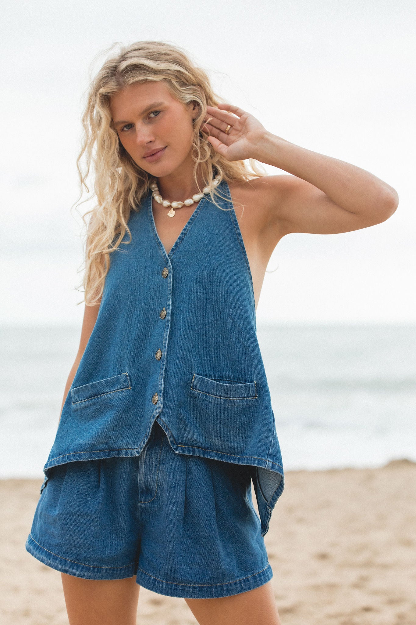 Women's Stylish Denim Top for Terrace & Outdoor Wear - Casual Chic Blouse for Spring Summer Fashion
