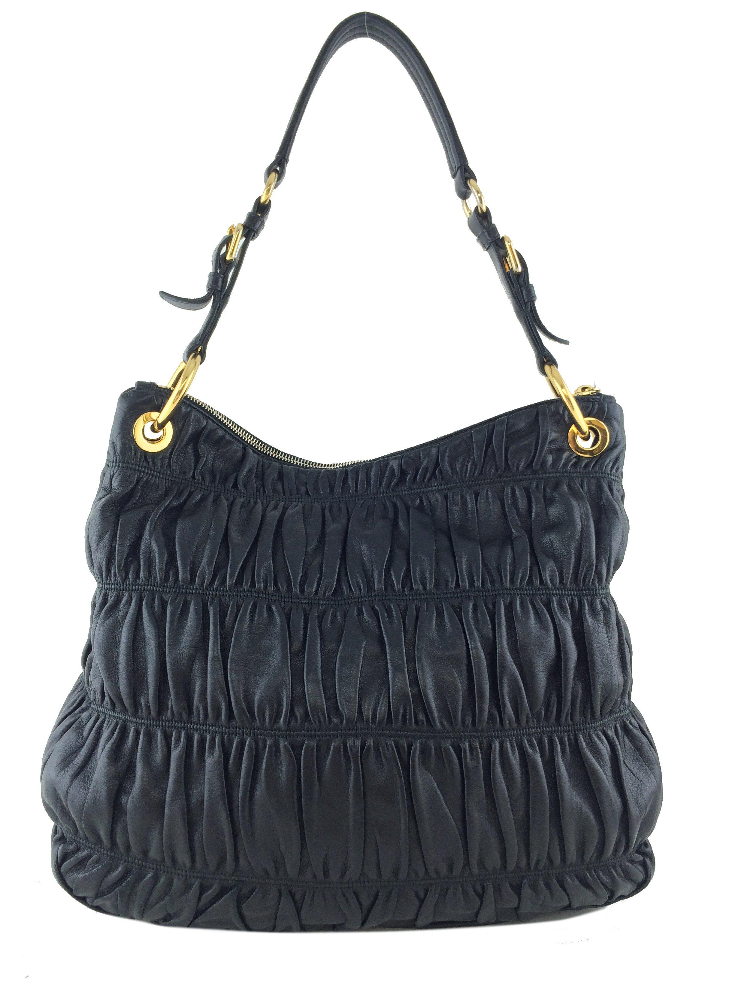 Prada Nappa Gaufre Zip Hobo Bag - Luxury Leather Shoulder Handbag for Women | Perfect for Work, Travel & Evening Events
