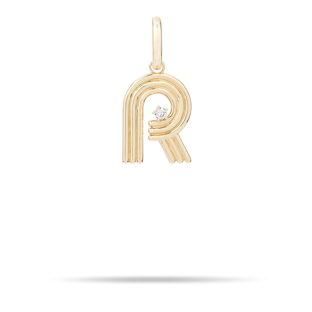 Groovy Diamond Initial Hinged Charm Necklace - Personalized A-Z Letter Pendant Jewelry for Women - Perfect Gift for Birthday, Anniversary & Valentine's Day
