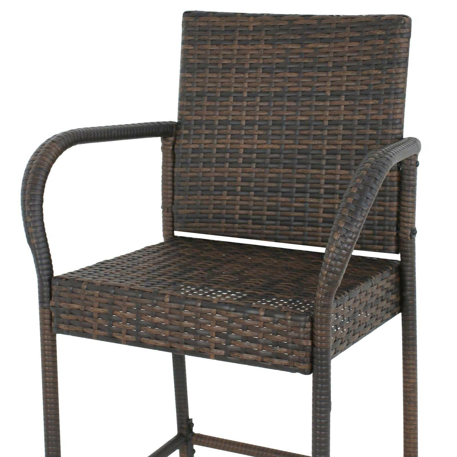 Set of 4 Brown Wicker Bar Stools for Indoor & Outdoor Use - Patio, Backyard, Kitchen Counter & Bar Furniture - Perfect for Entertaining, Dining & Relaxing