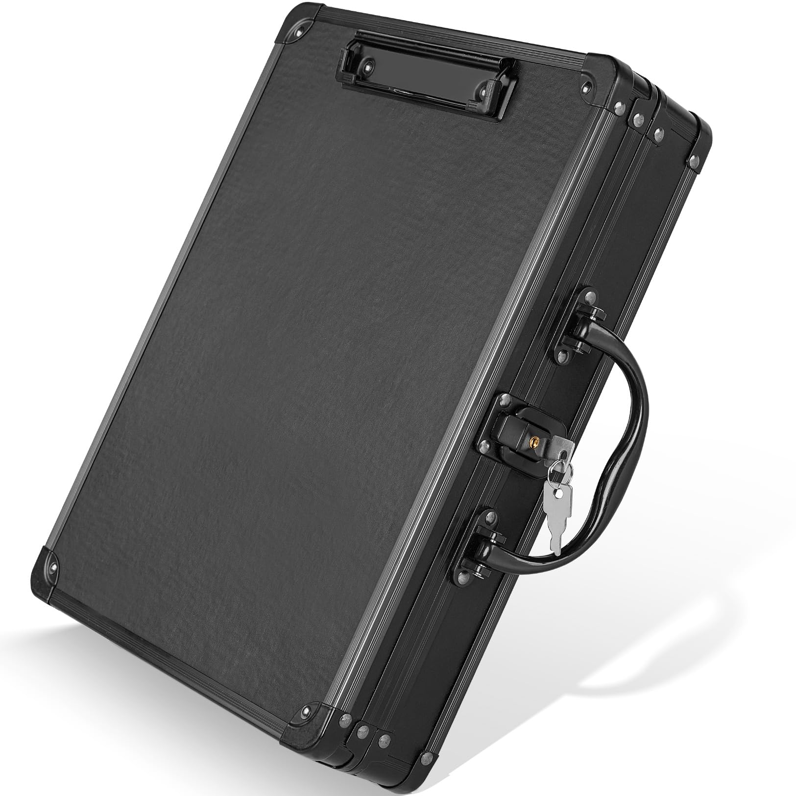 Sooez Heavy Duty Metal Locking Clipboard Storage Box with Handle - Secure Letter Size Paper Holder (12.6
