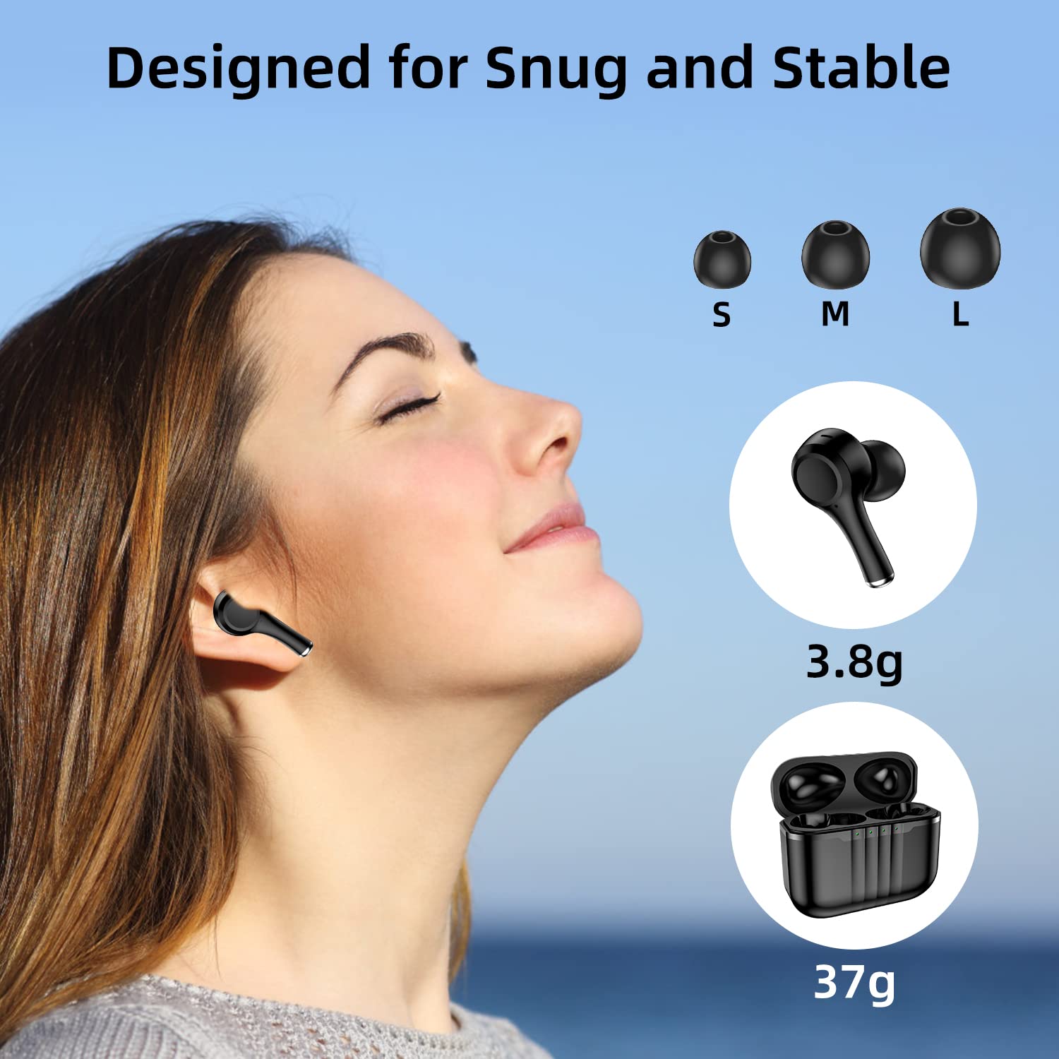 Premium Wireless Bluetooth 5.3 Earbuds with Hi-Fi Stereo Sound | 45H Battery Life | IPX7 Waterproof | 4-Mic ENC Noise Cancellation | Touch Control | USB-C Charging Case | Ideal for Workouts, Running, Gym, Travel, Business Calls, Commuting, Outdoor Activities, Fitness, Sports, Office Work, Remote Work, Exercise, Jogging, Hiking, Cycling & Video Conferencing
