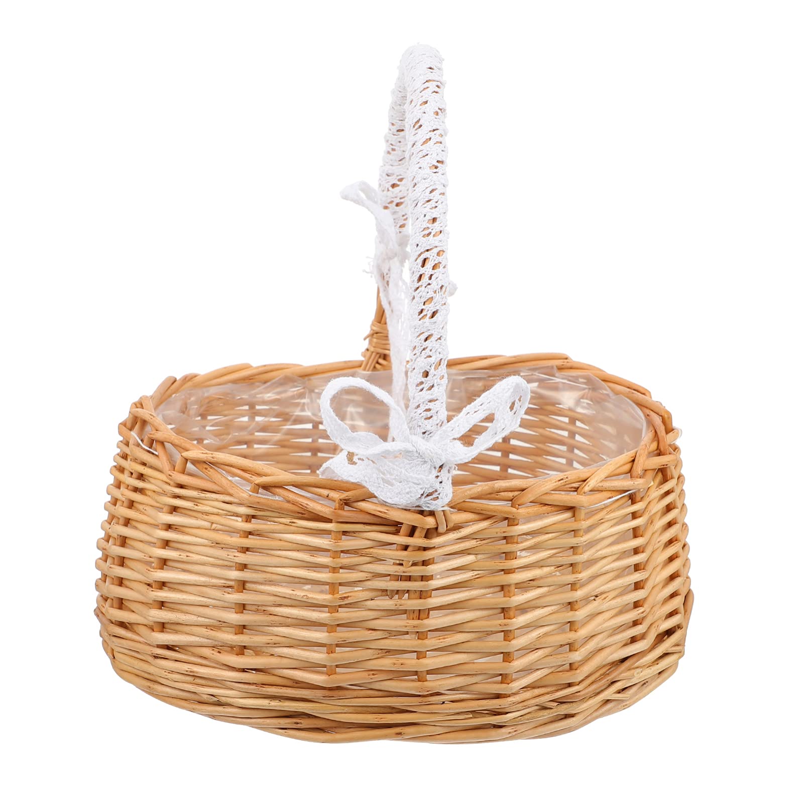 BESPORTBLE Natural Rattan Woven Basket with Handle - Vintage Storage Basket for Flower Arrangement, Home Decor, Plant Holder, Picnic & Gift | Perfect for Indoor Decor, Outdoor Gatherings & Farmhouse Style