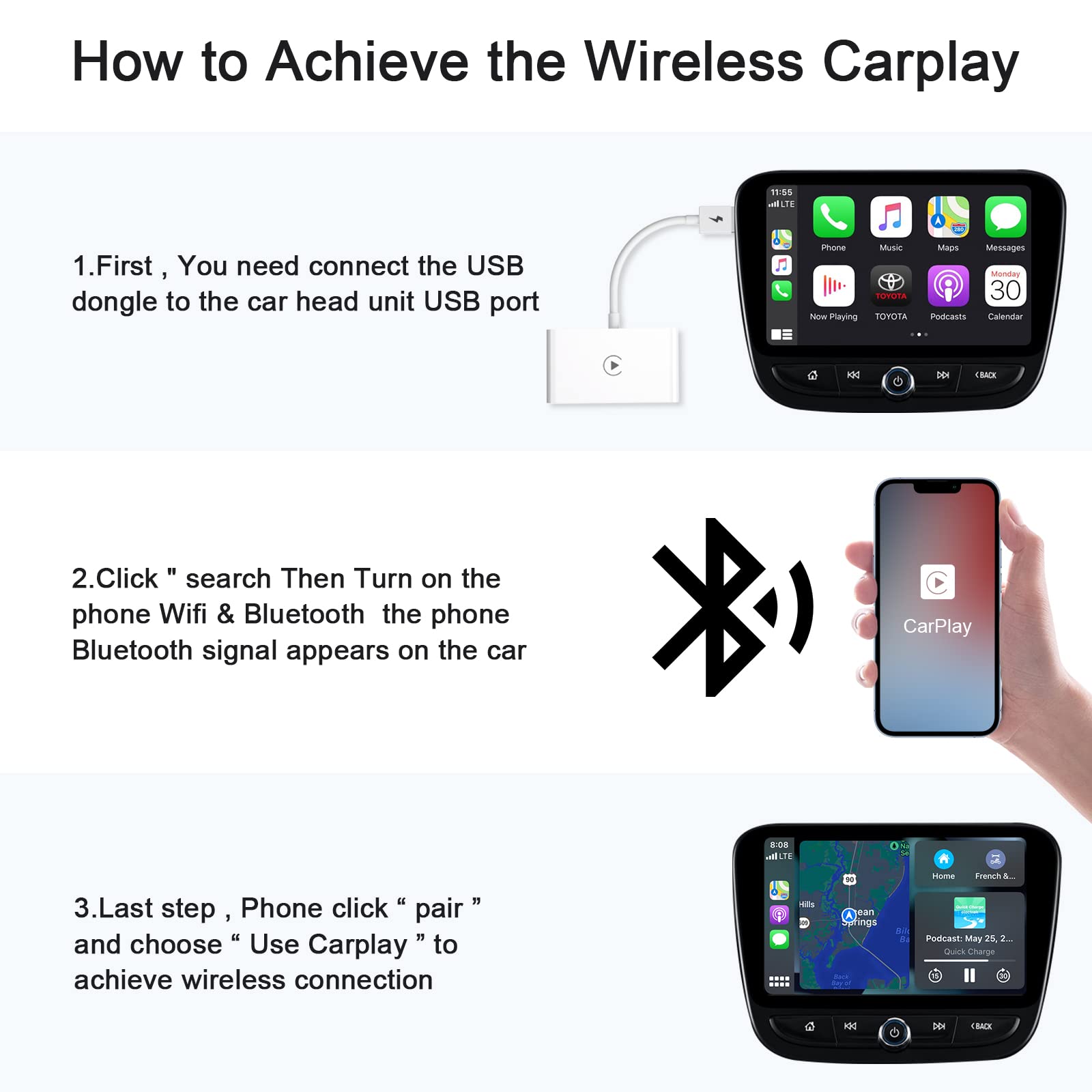 Wireless CarPlay Adapter for iPhone - Upgrade Your Car with Apple CarPlay | Bluetooth Low Latency | Plug & Play | Easy Installation | Portable AI Magic Box | Perfect for Commuting, Road Trips & Older Vehicles